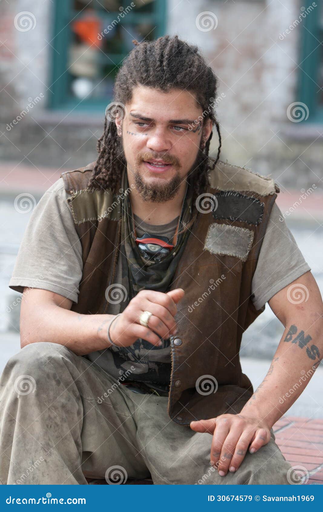 Rebel with Dreadlocks and Tattoos Stock Image - Image of adult, hobo: 30674579