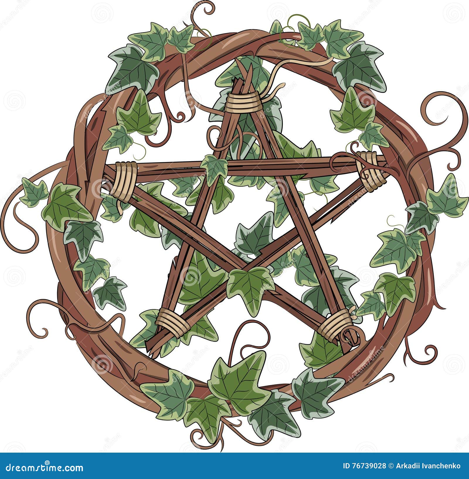 Rebkranz Entwirrt Mit Efeu Und Pentagram Vektor Abbildung