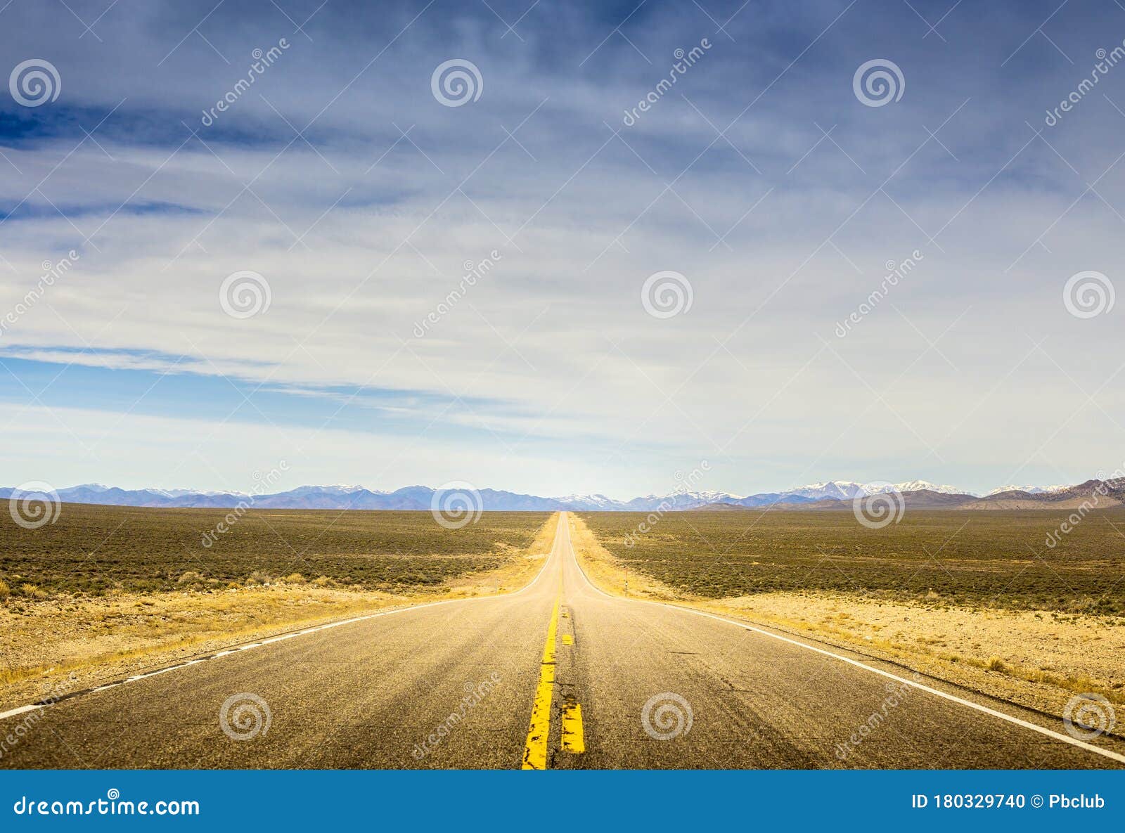 receding road through desert