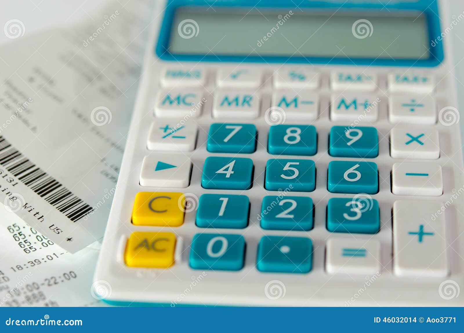 Receipt Paper and Calculator Stock Photo Image of closeup, eyeglasses