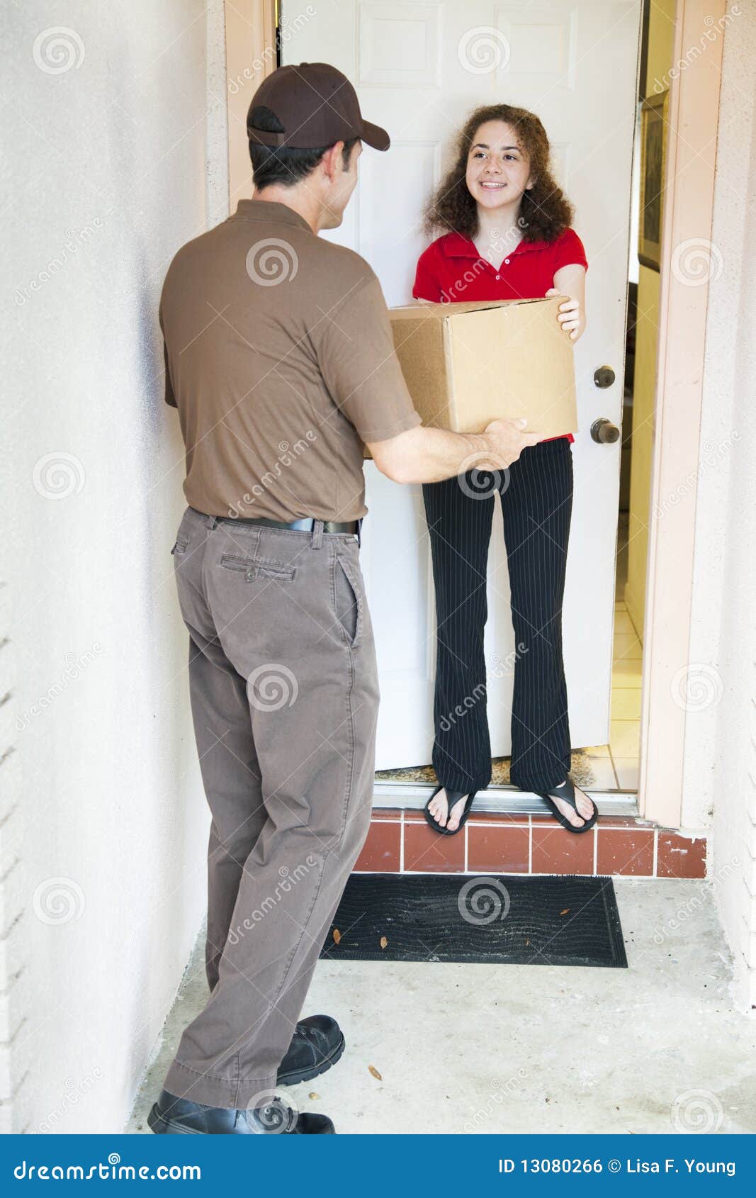 Receiving a Delivery stock photo. Image of customer, cardboard 13080266
