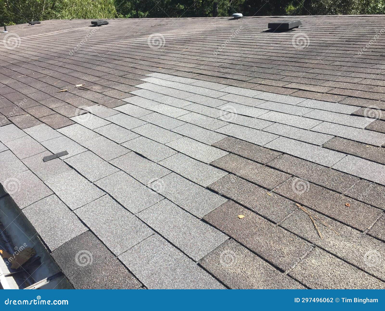 Recently Repaired Hole in Shingle Roof Stock Photo Image of roofer