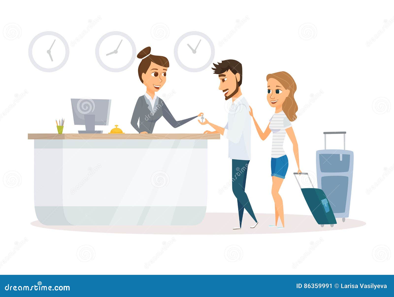 Recepcionista y huésped ilustración del vector. Ilustración de registro