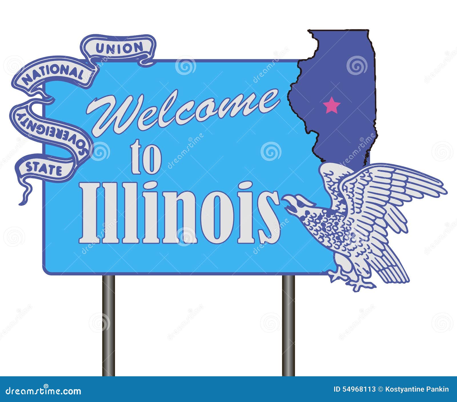 Recepción a Illinois. Recepción simbólica del símbolo al estado de los E.E.U.U. de Illinois Ilustración del vector