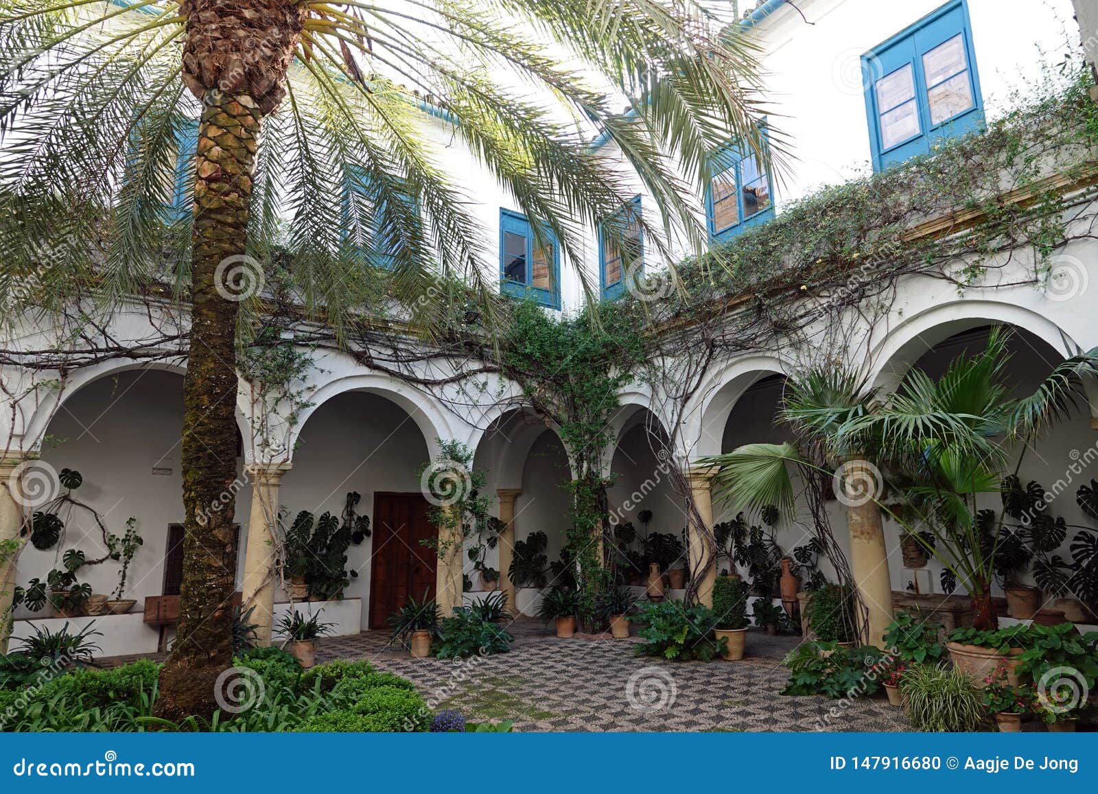 reception courtyard of viana palace in cordoba, spain