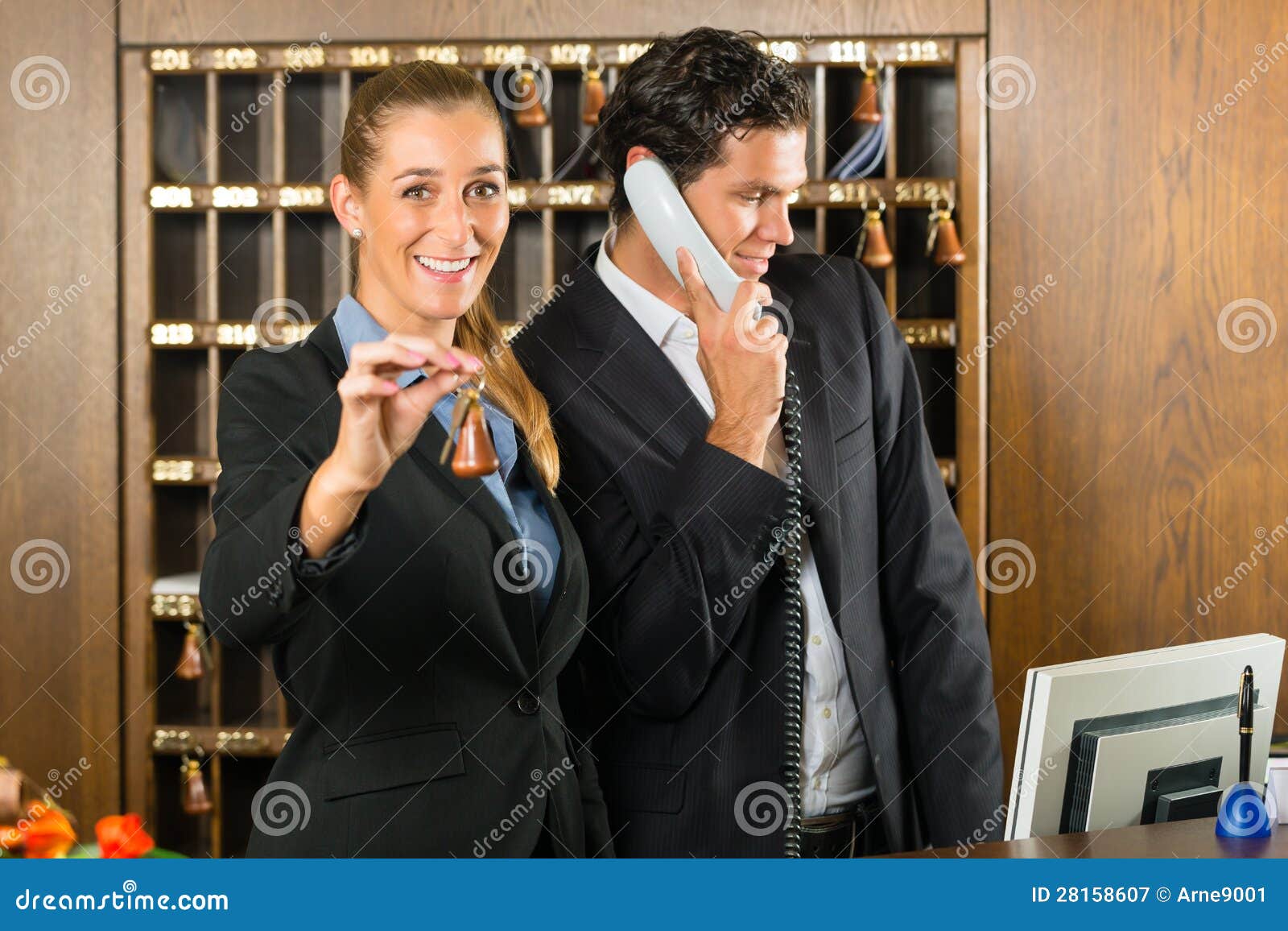 Reception In Hotel Man And Woman Stock Image Image Of Hotel Black