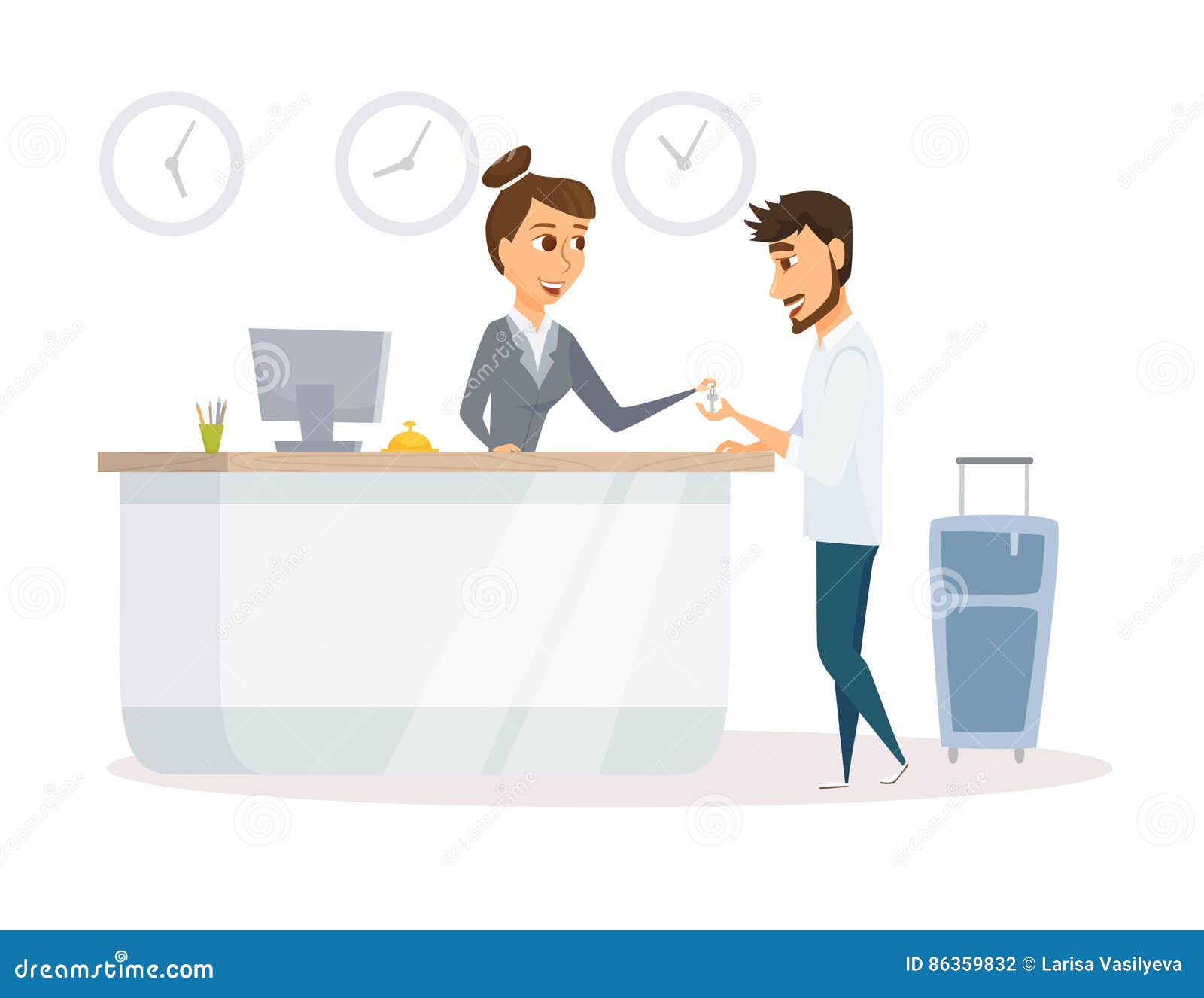 Receptionist And Guest Stock Vector Illustration Of Arrival