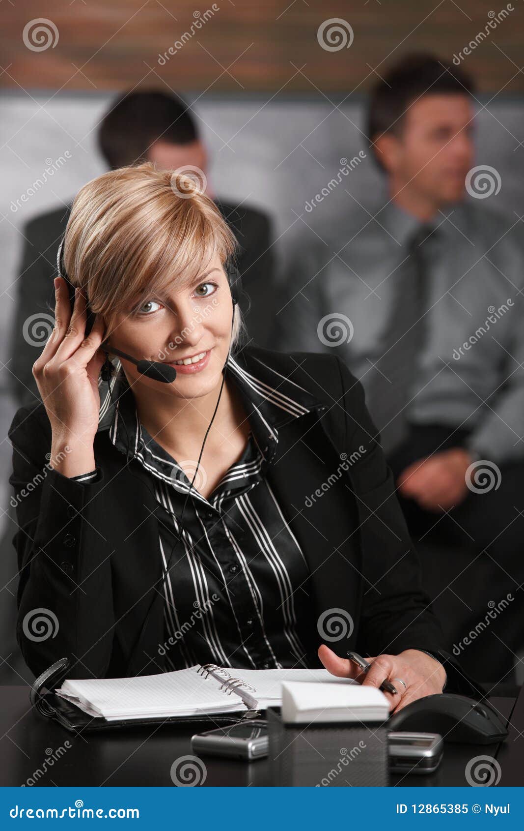 receptionist talking on phone