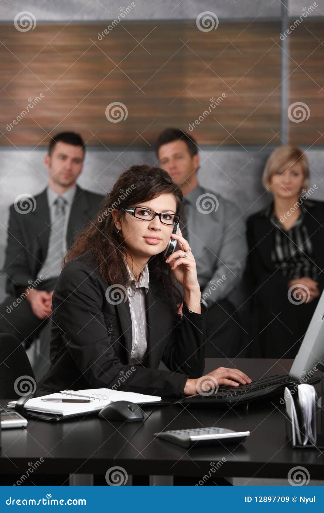 receptionist talking on phone