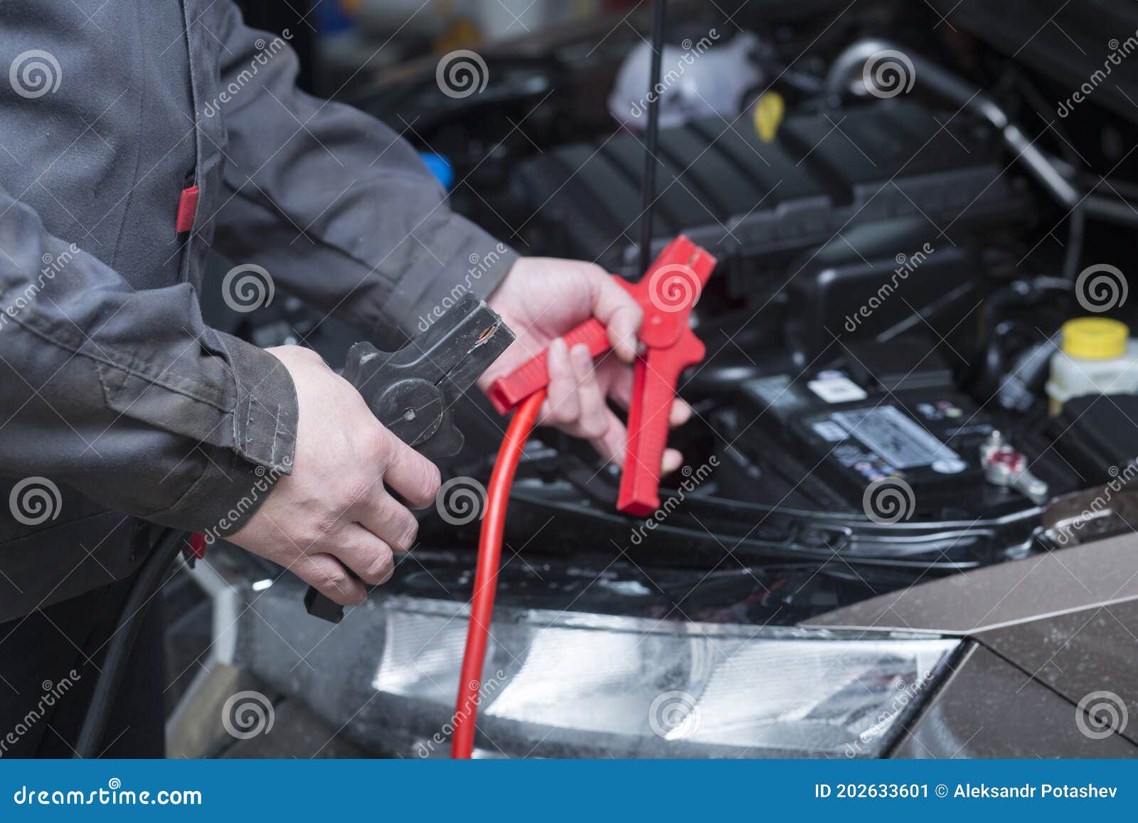 Recharge The Car Battery From Another Battery Stock Image Image Of