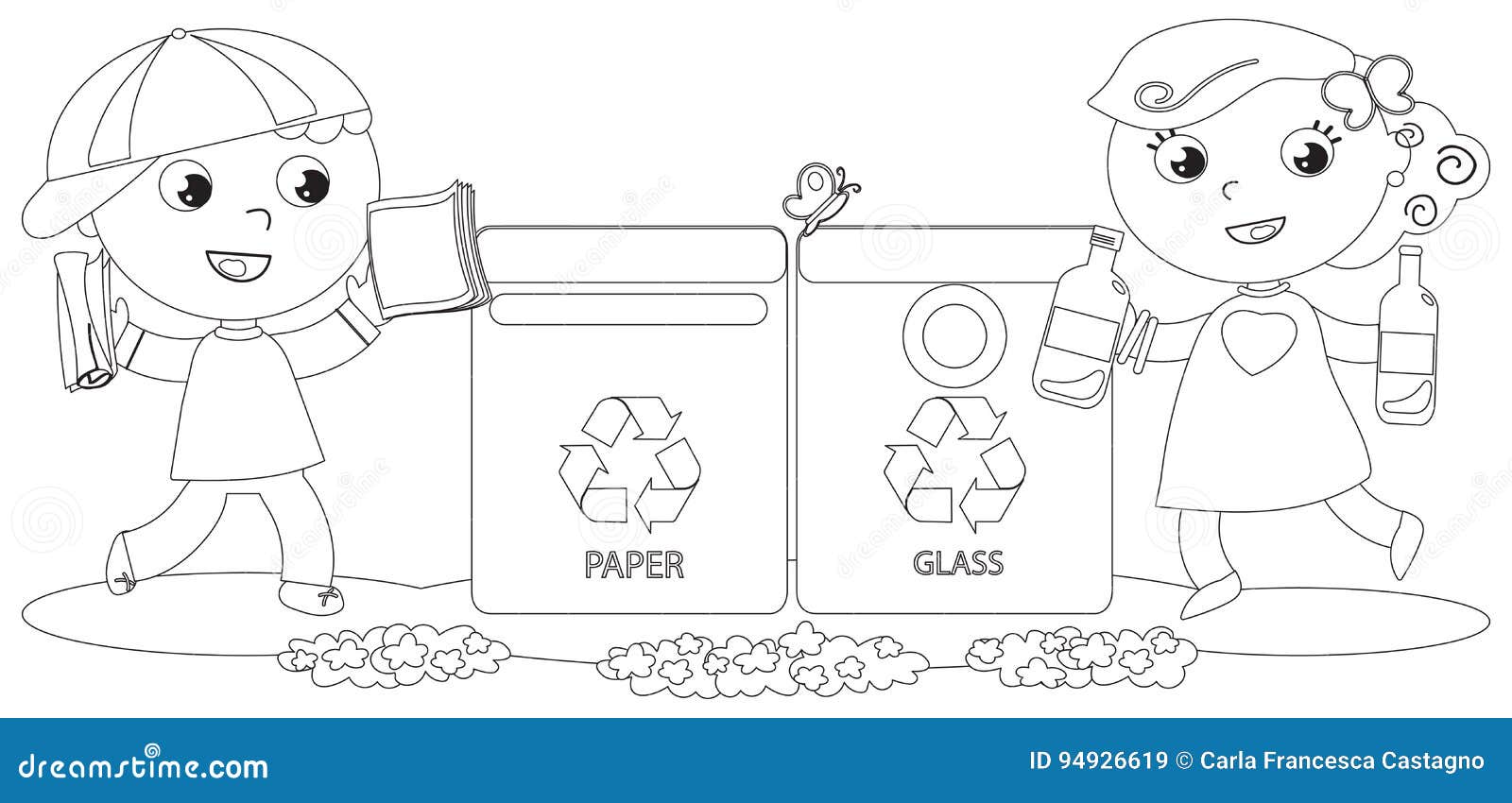Reciclaje De Los Niños Del Colorante Ilustración del Vector