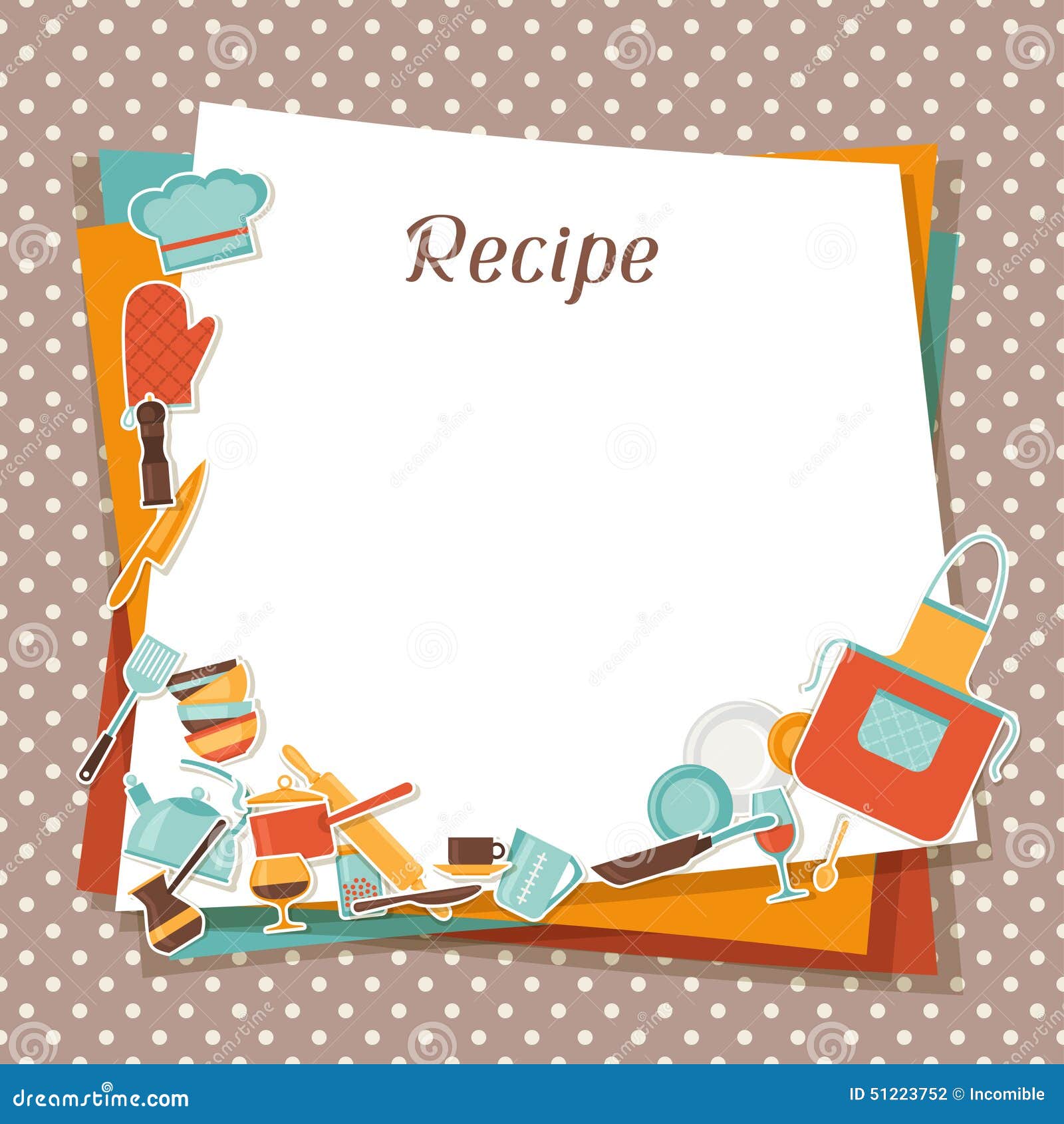  Recipe Background With Kitchen And Restaurant Stock Vector 