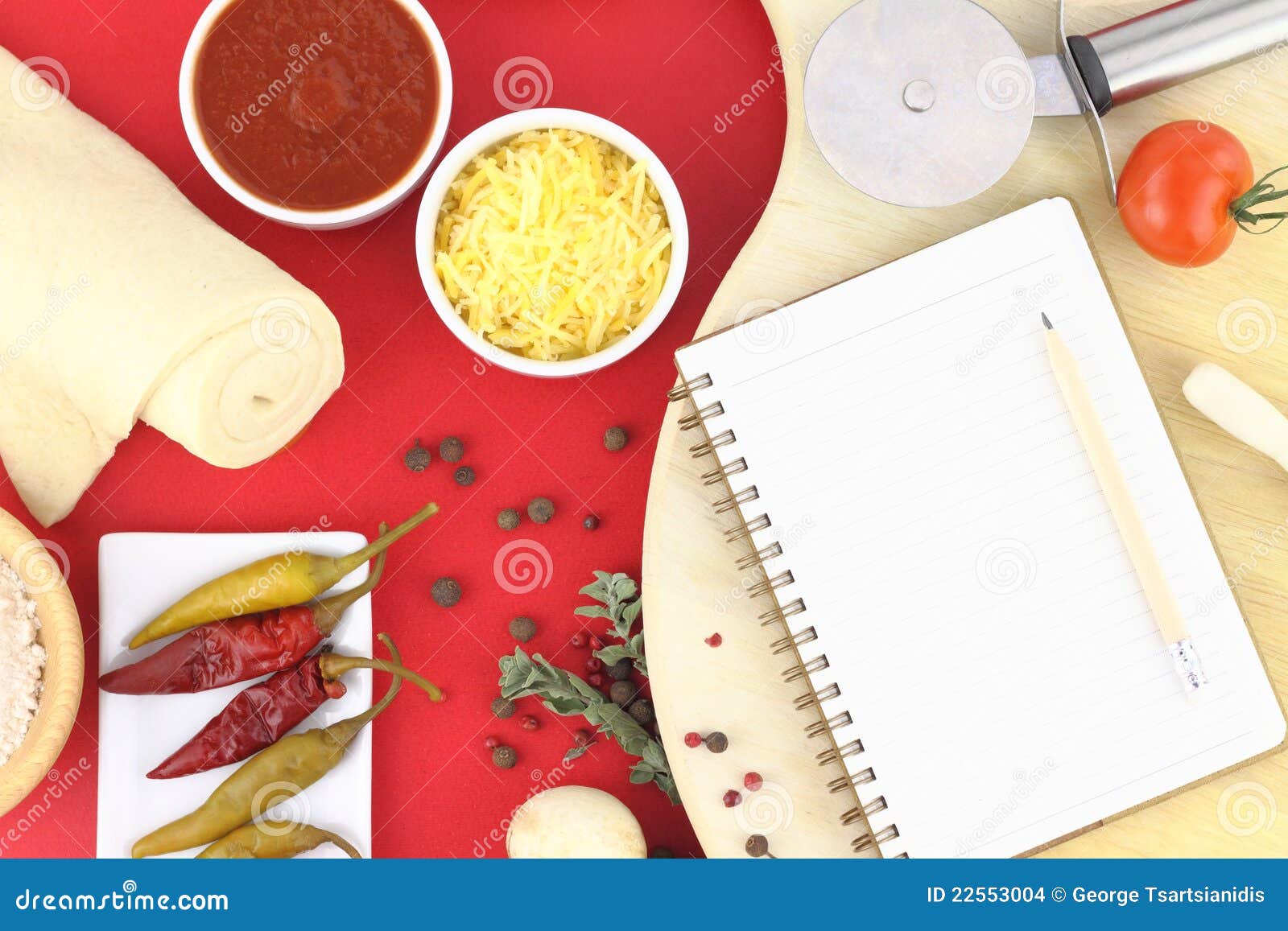 Recipe book for pizza stock photo. Image of chili, food 22553004