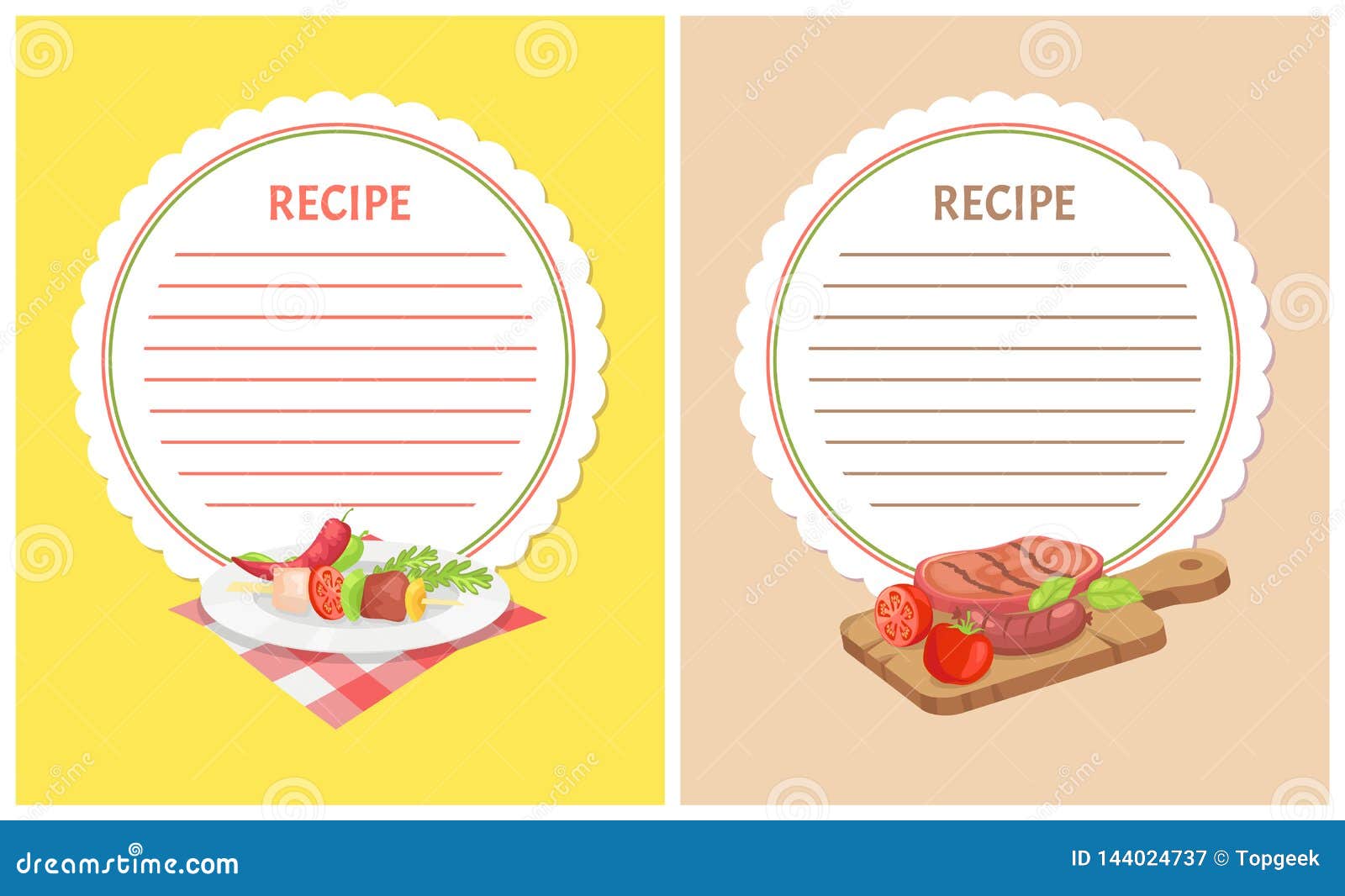 Download Recipe Menu Mockup With Food Ingredients On Plate Stock Vector Illustration Of Notice Blank 144024737