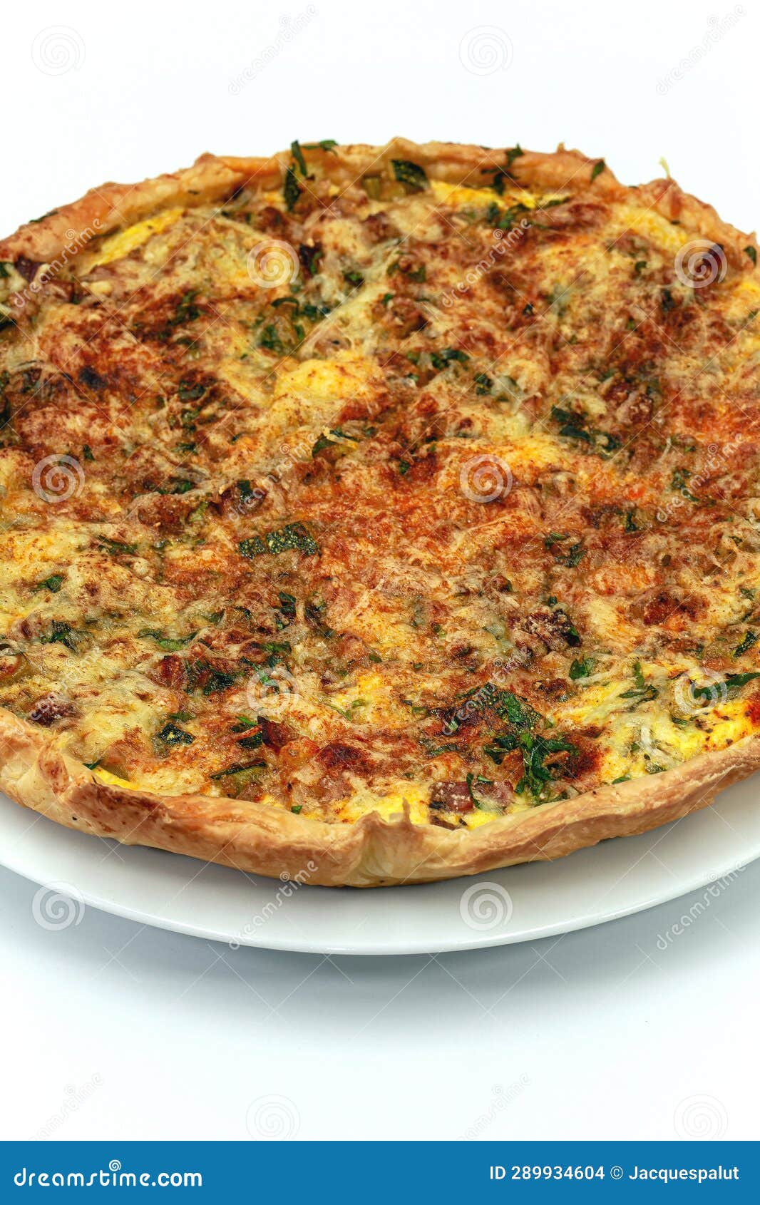 Recipe for Puff Pastry Tart with Eggs and Bacon Stock Photo Image of