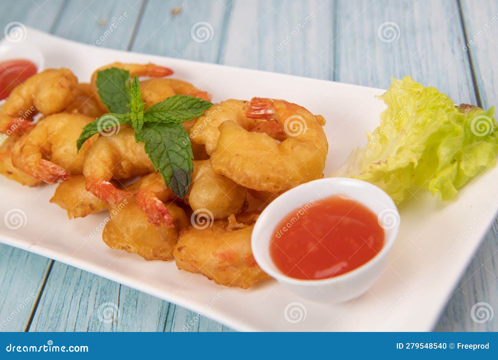 Recipe for Shrimp Fritters in Sweet and Sour Sauce Stock Photo Image