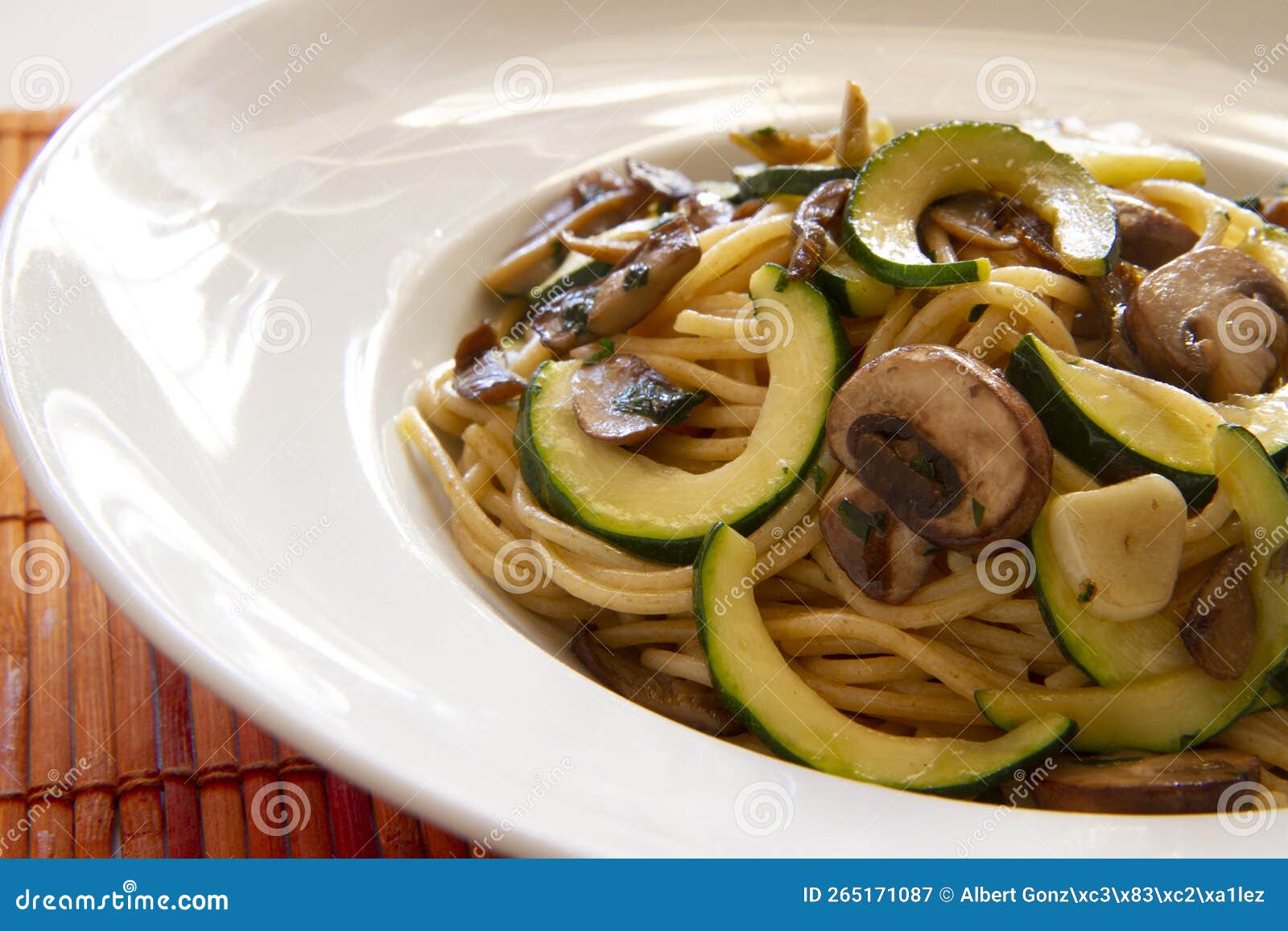 Spaghetti with Zucchini and Mushrooms. Stock Image Image of meal