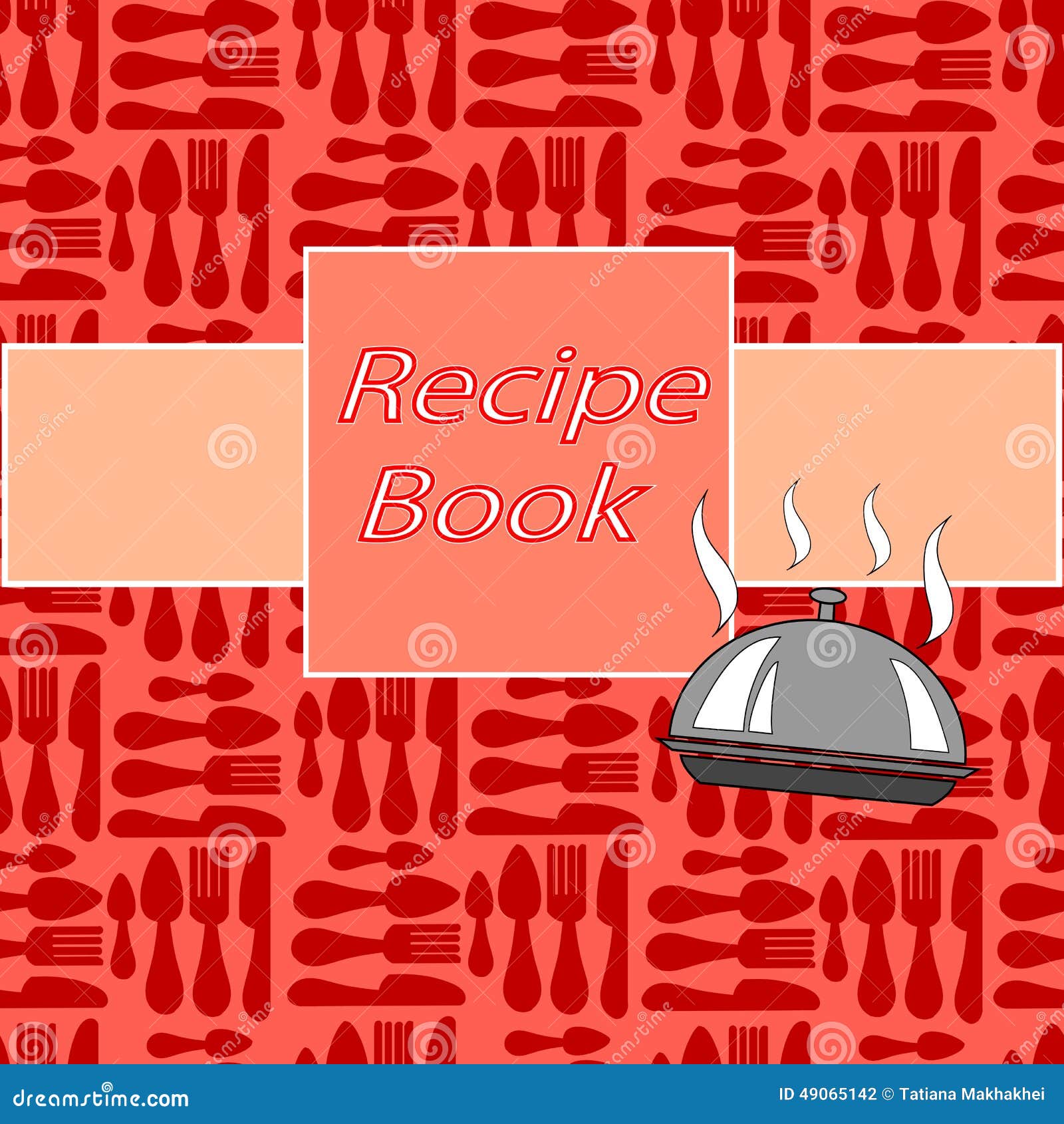 Recipes Card with Different Kitchen Accessories and a Banner. Stock