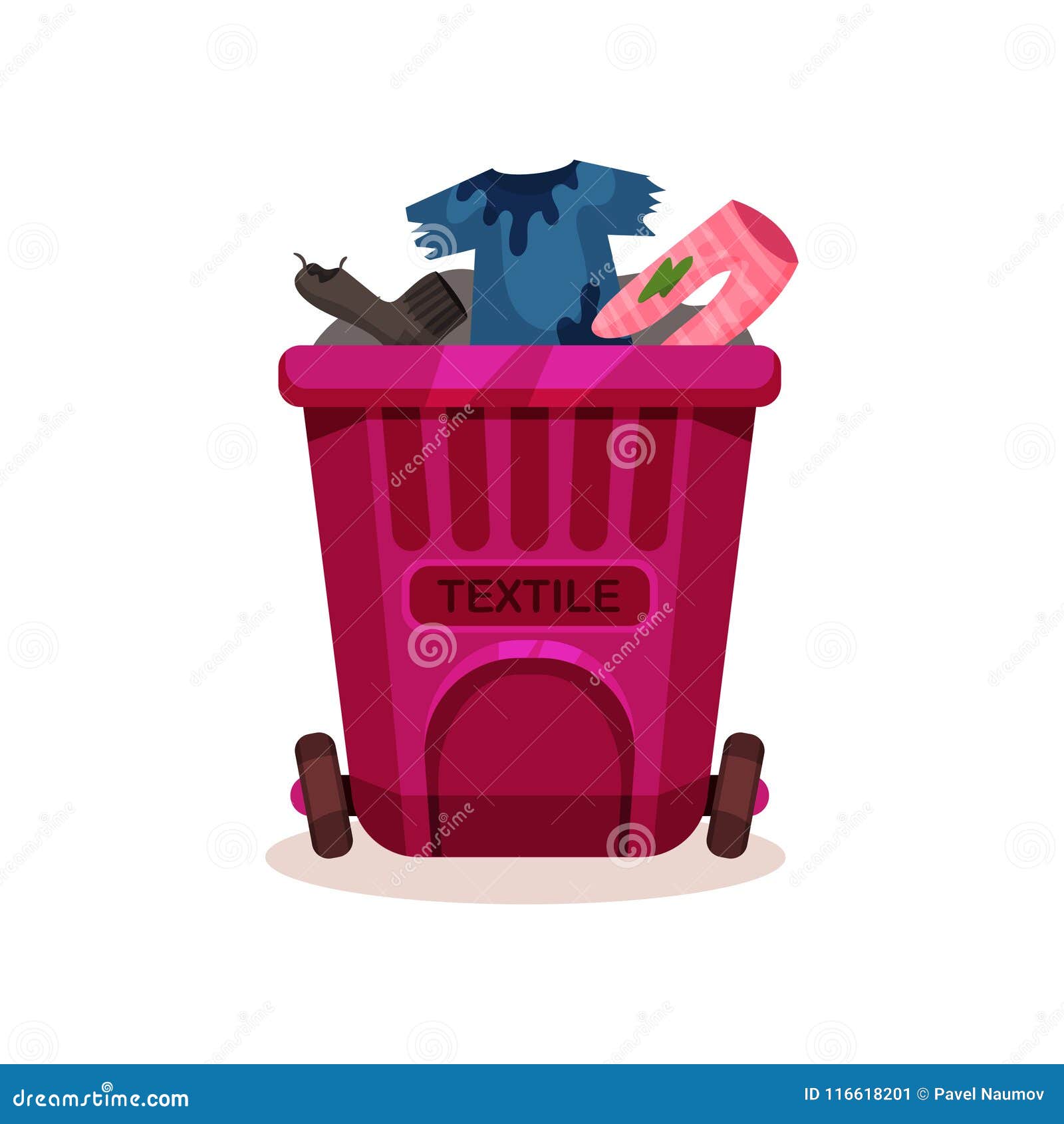 Required sugar pamper Recipiente Plástico Cor-de-rosa Com Roupa Do Desperdício De Matéria Têxtil,  a Suja E a áspera Escaninho De Lixo Com Duas Rodas Pr Ilustração do Vetor -  Ilustração de projeto, reciclagem: 116618201