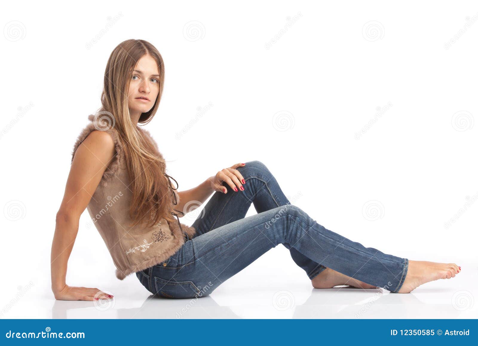 Reclined girl stock image. Image of fashion, cute, horizontal 12350585