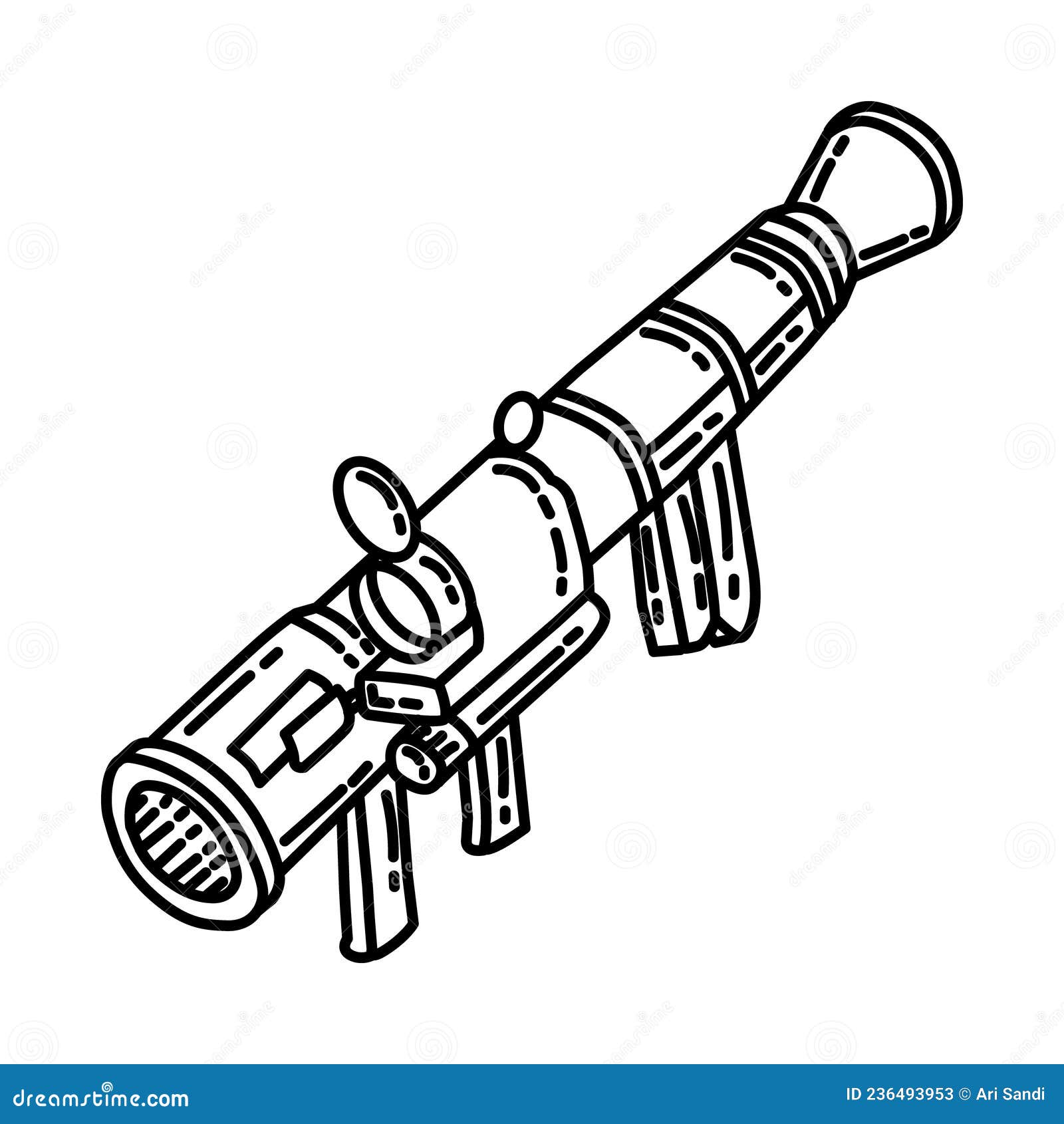 recoilless rifle icon. doodle hand drawn or outline icon style