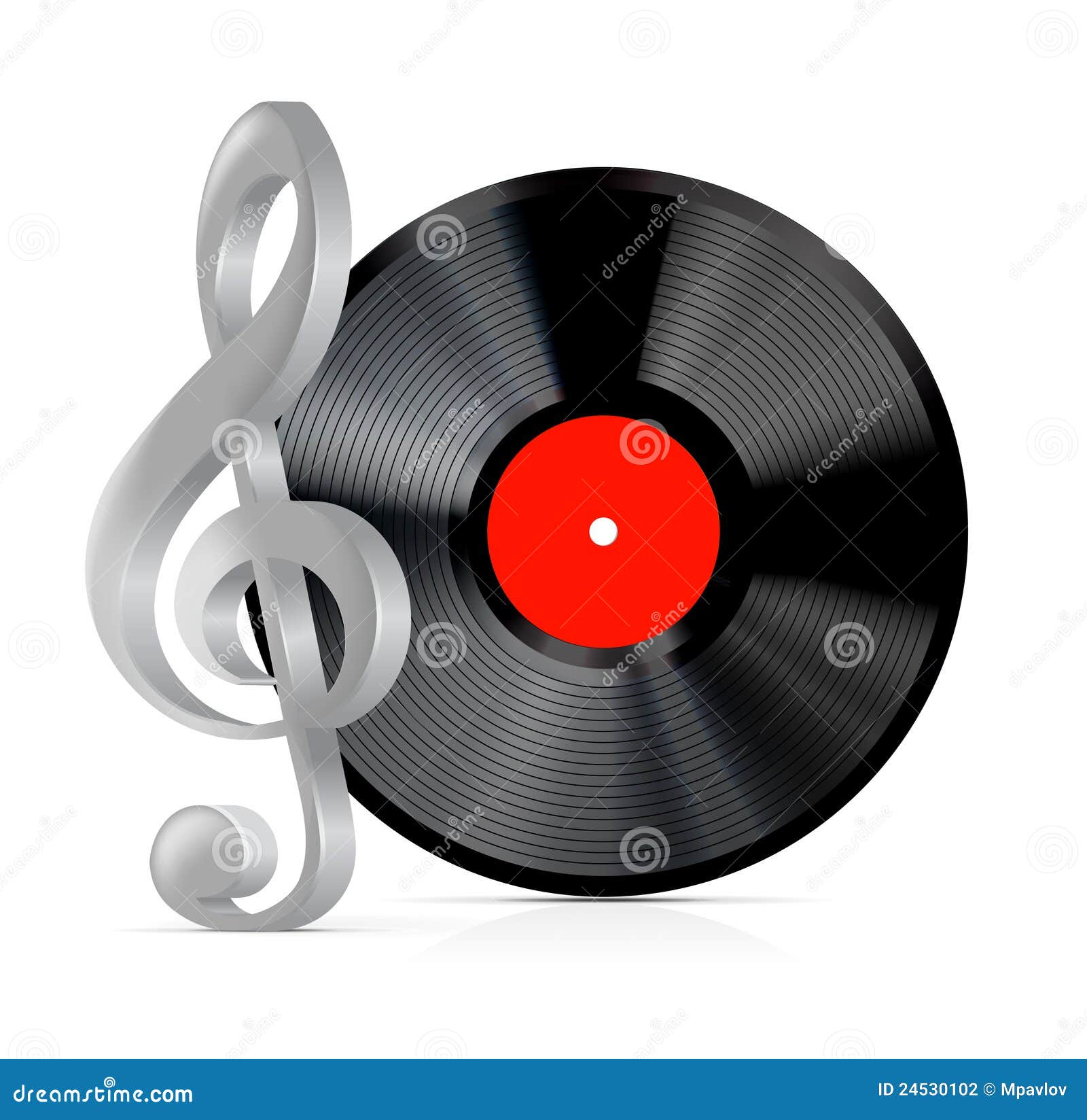 Record Plate with Treble Clef Stock Vector - Illustration of equipment ...