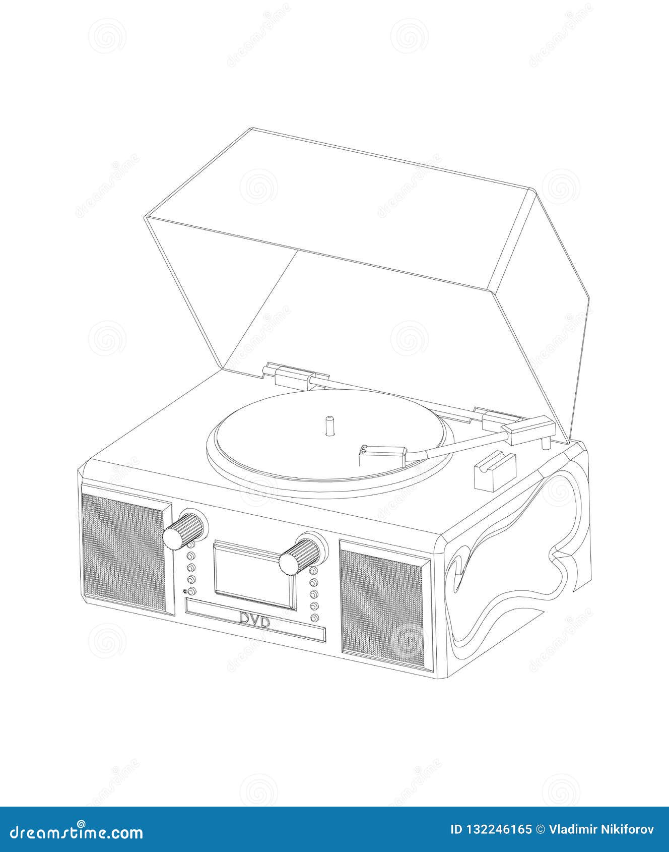 Record Player on a White Background Stock Vector - Illustration of ...