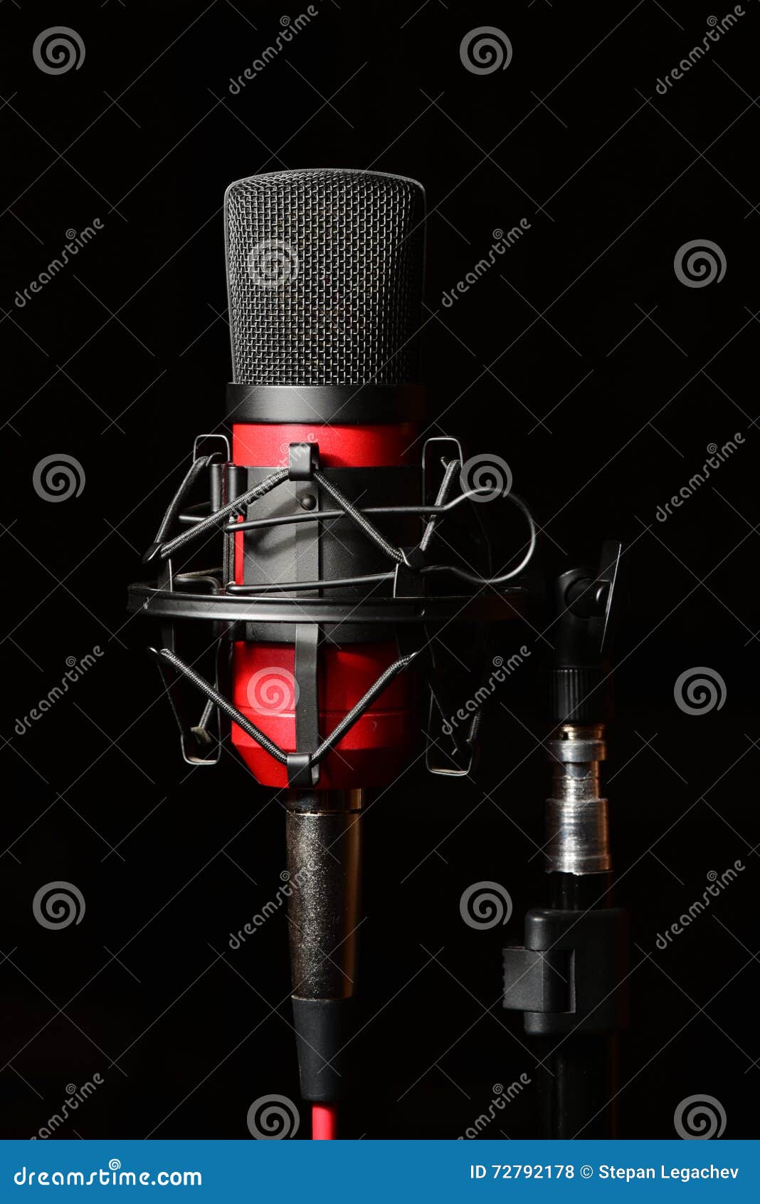 Recording Studio Red Microphone with Shock Mount Stock Photo Image of