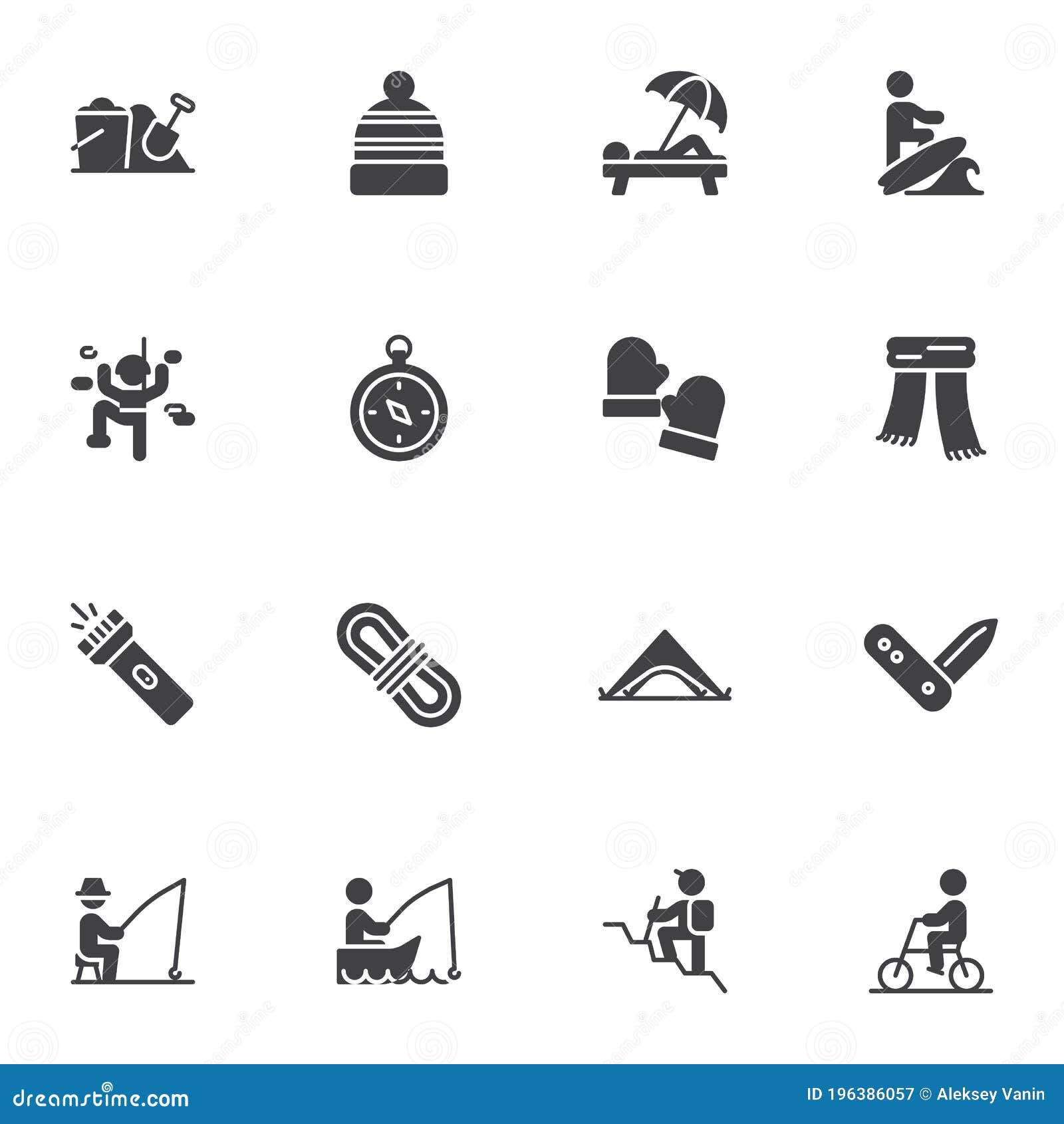 Recreation, Activity Vector Icons Set Stock Vector - Illustration of ...