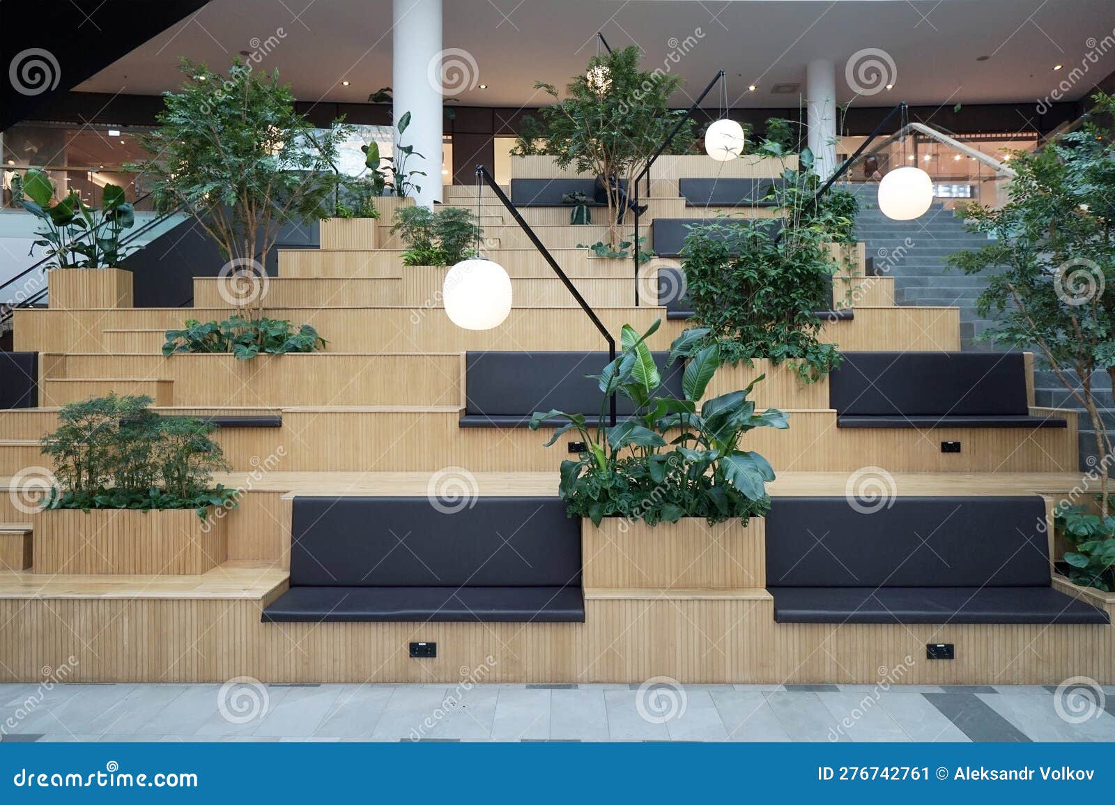 Recreation Area in the Store in the Form of Stairs with Benches Stock