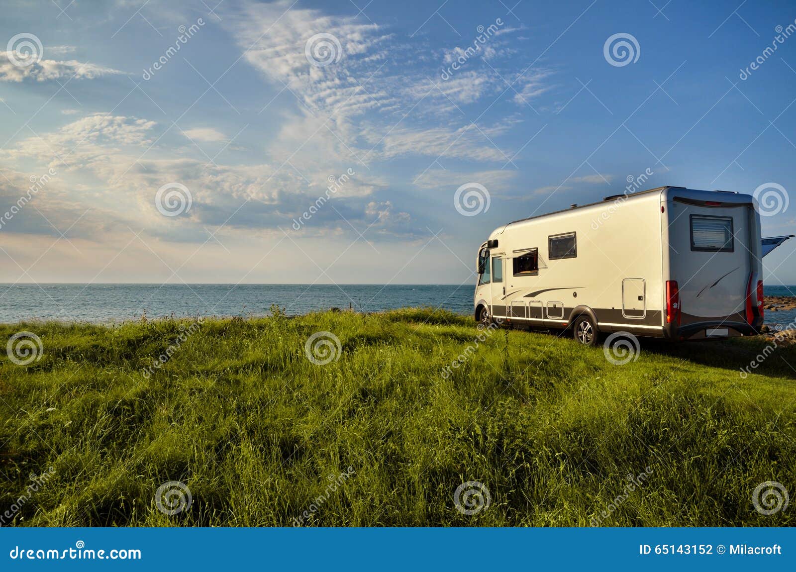 recreational vehicle in a meadow