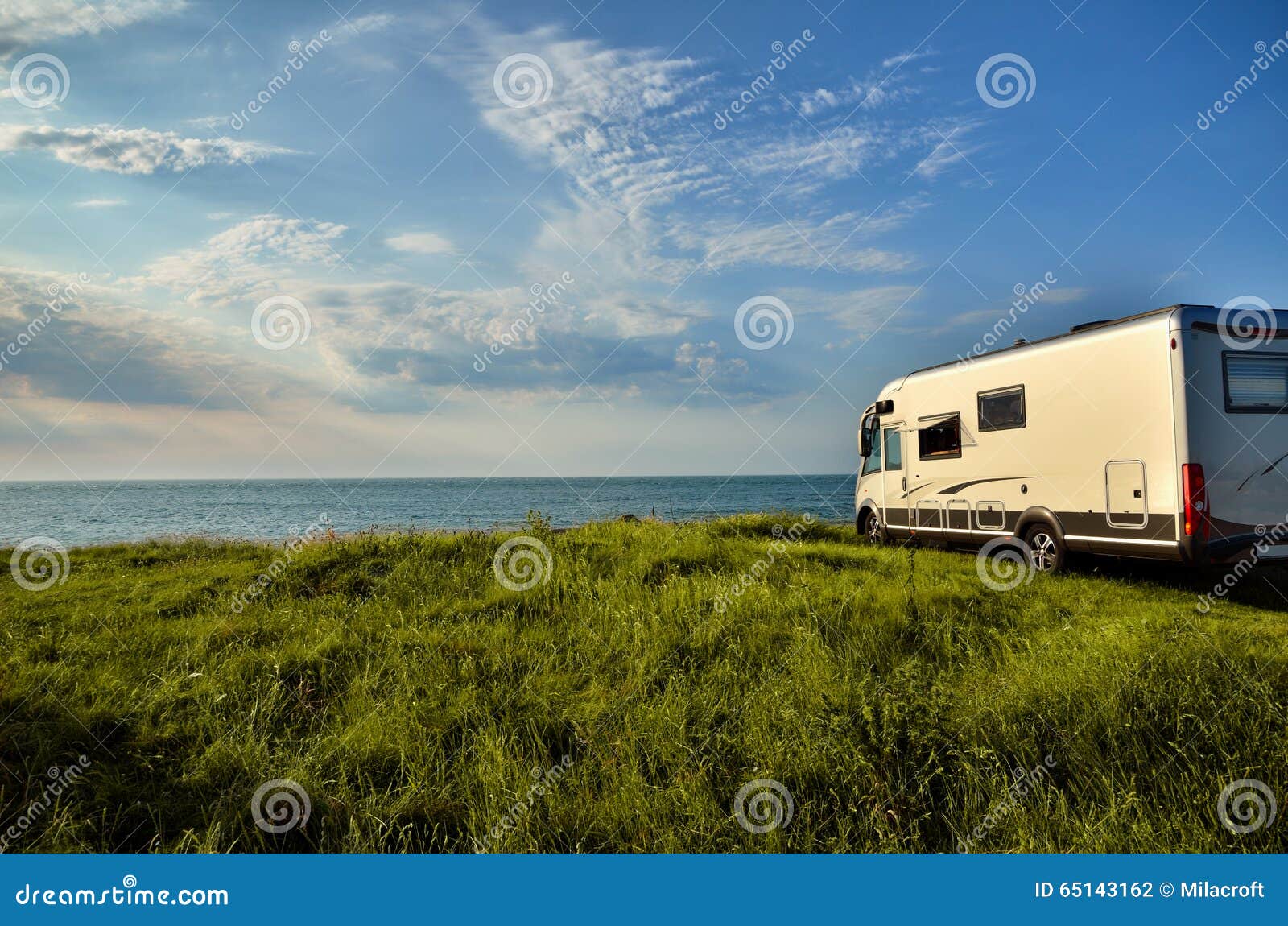 recreational vehicle in a meadow
