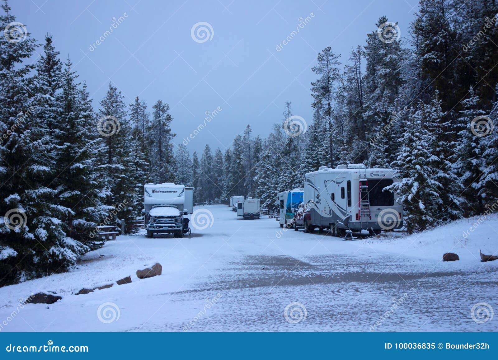 A Cold Spring Morning at a Campground in the Rockies Editorial Image ...