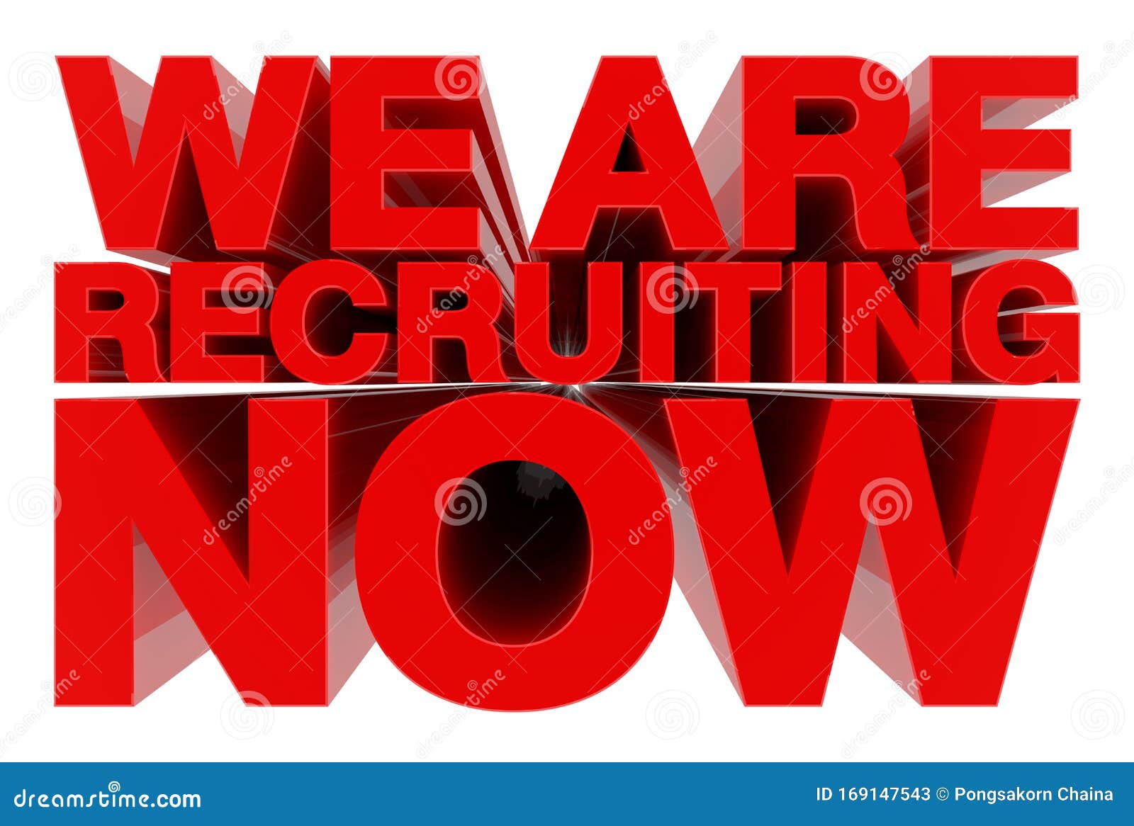 We Are Recruiting Now Word On White Background 3d Rendering Stock