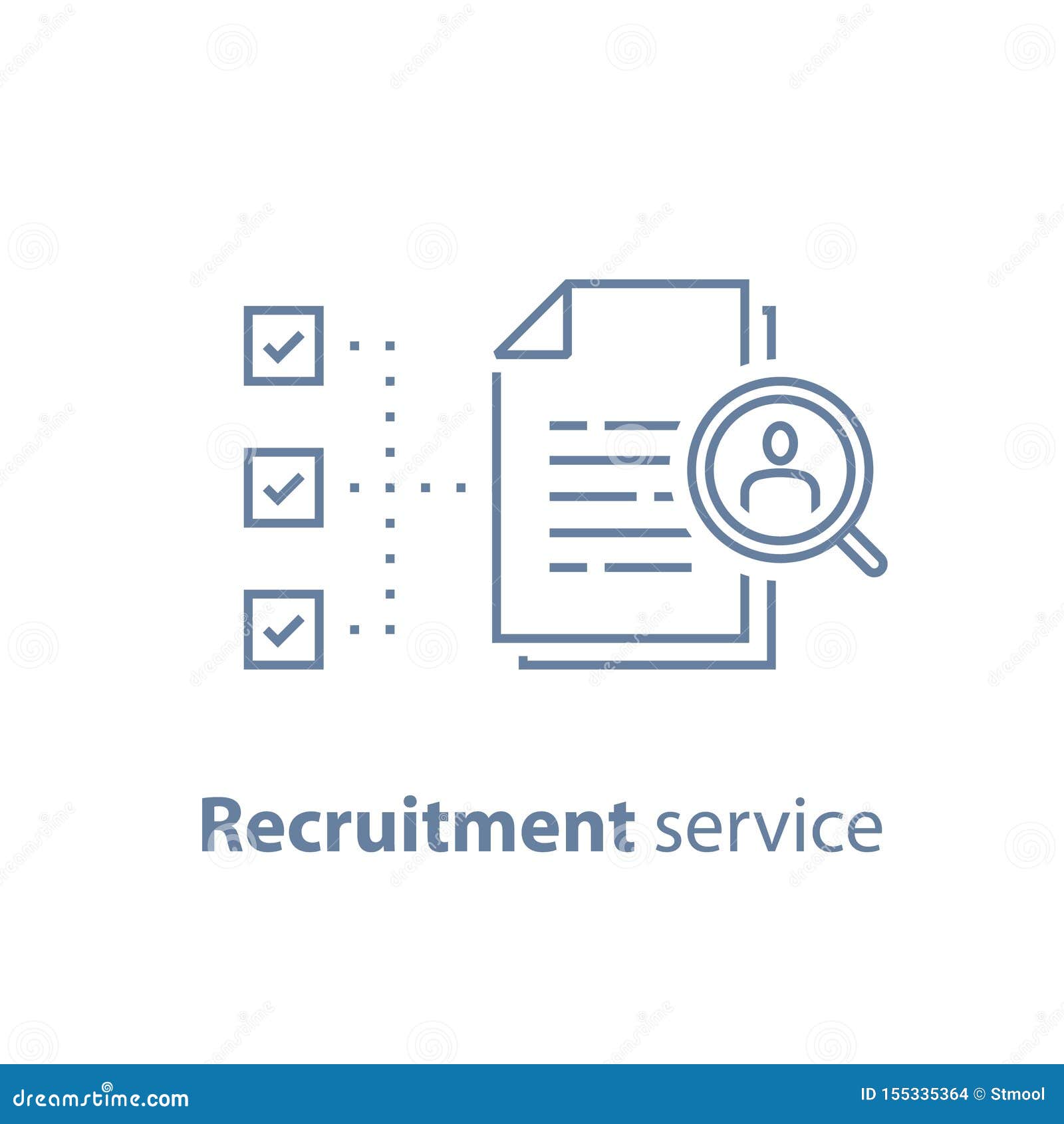 Human resources, choose candidate, recruitment service, fill vacancy, employment concept, application form review, staff search