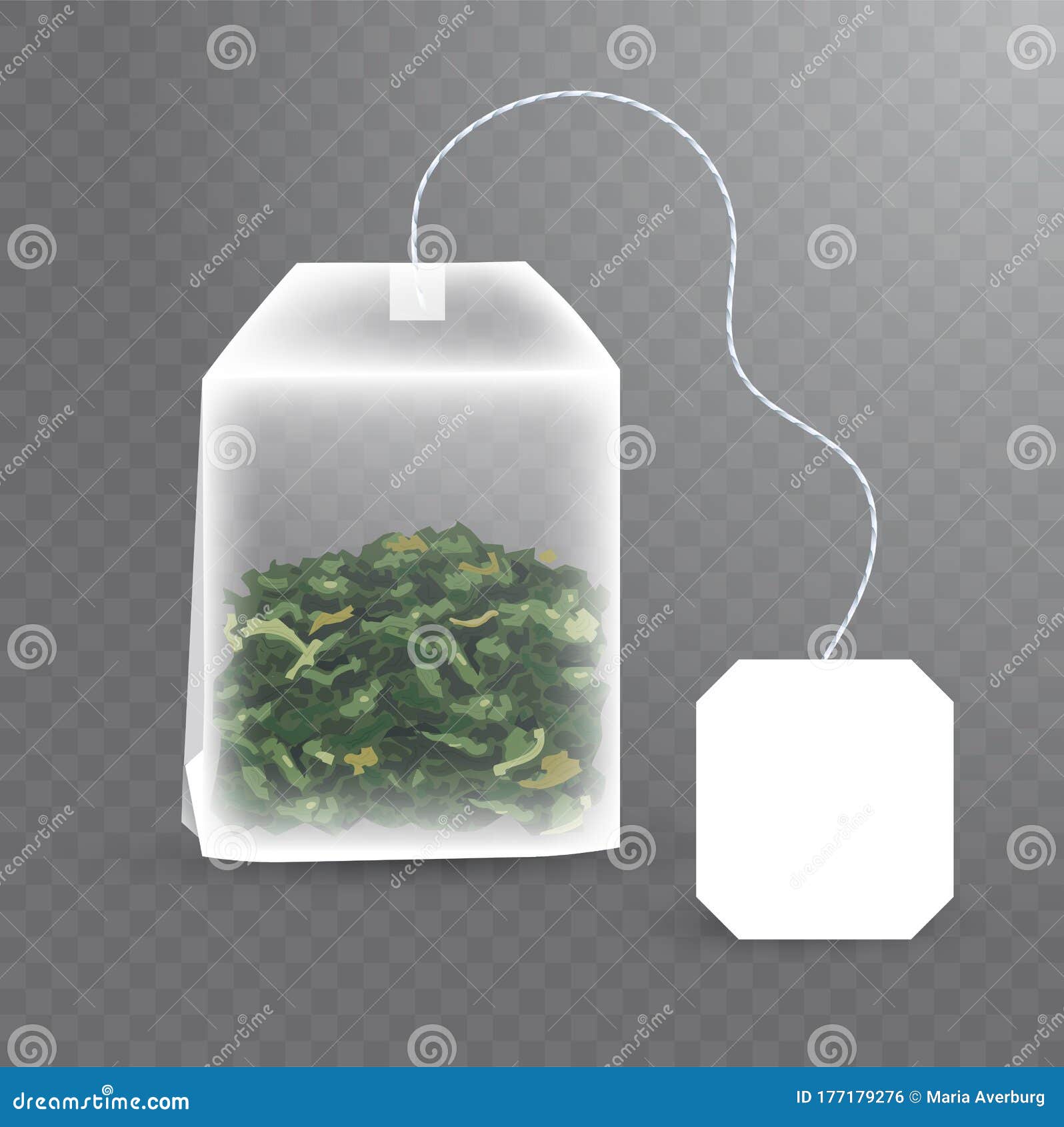 Download Rectangle Shaped Tea Bag Mock Up With Green Tea Inside ...