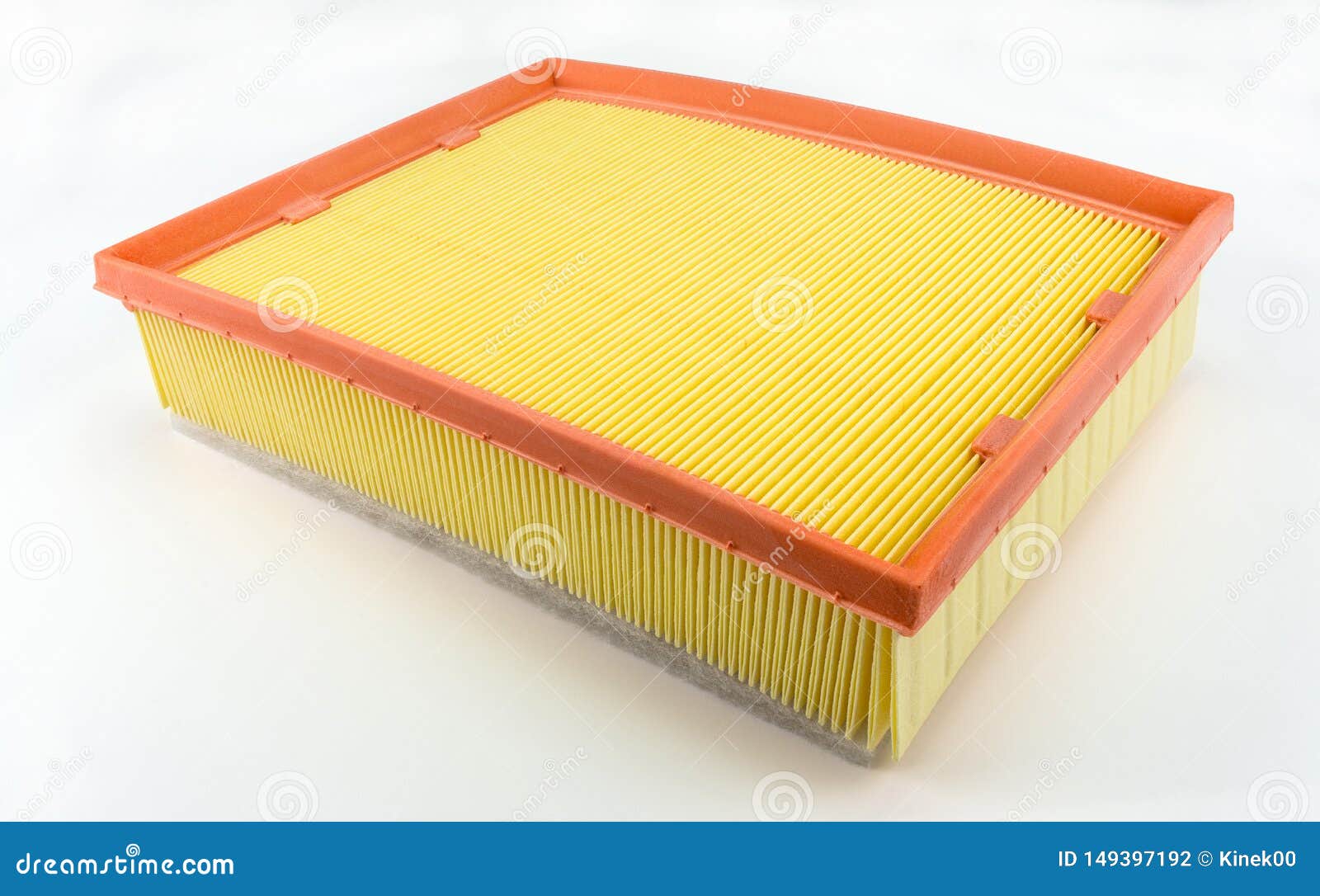 Rectangular Air Filter for the Car, Isolated on a White Background with