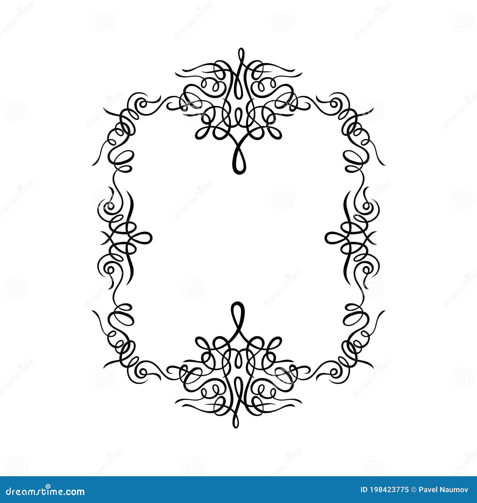 Download Rectangular Black Frame With Filigree Swirls Vector ...