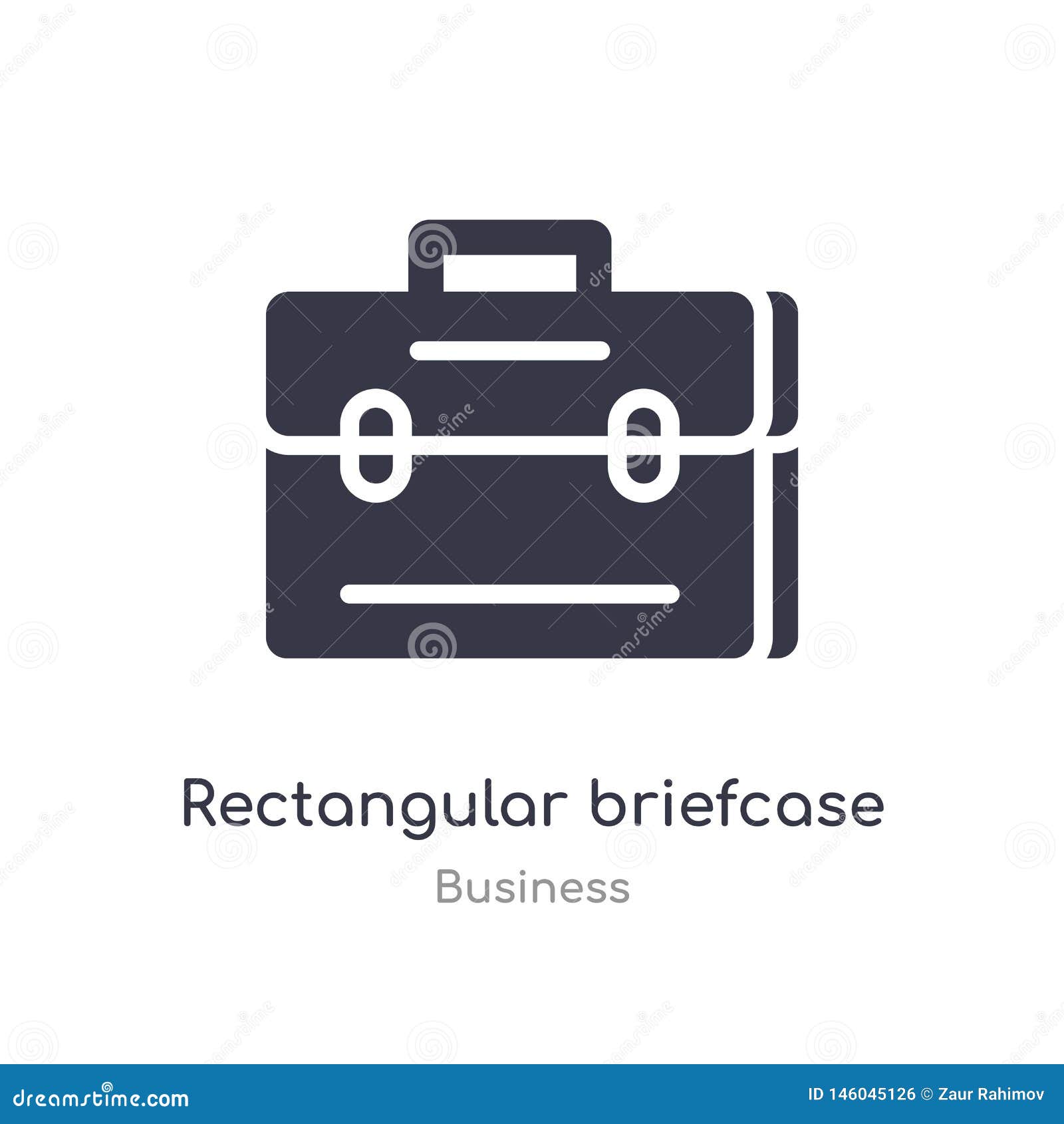 Rectangular Briefcase Outline Icon. Isolated Line Vector Illustration