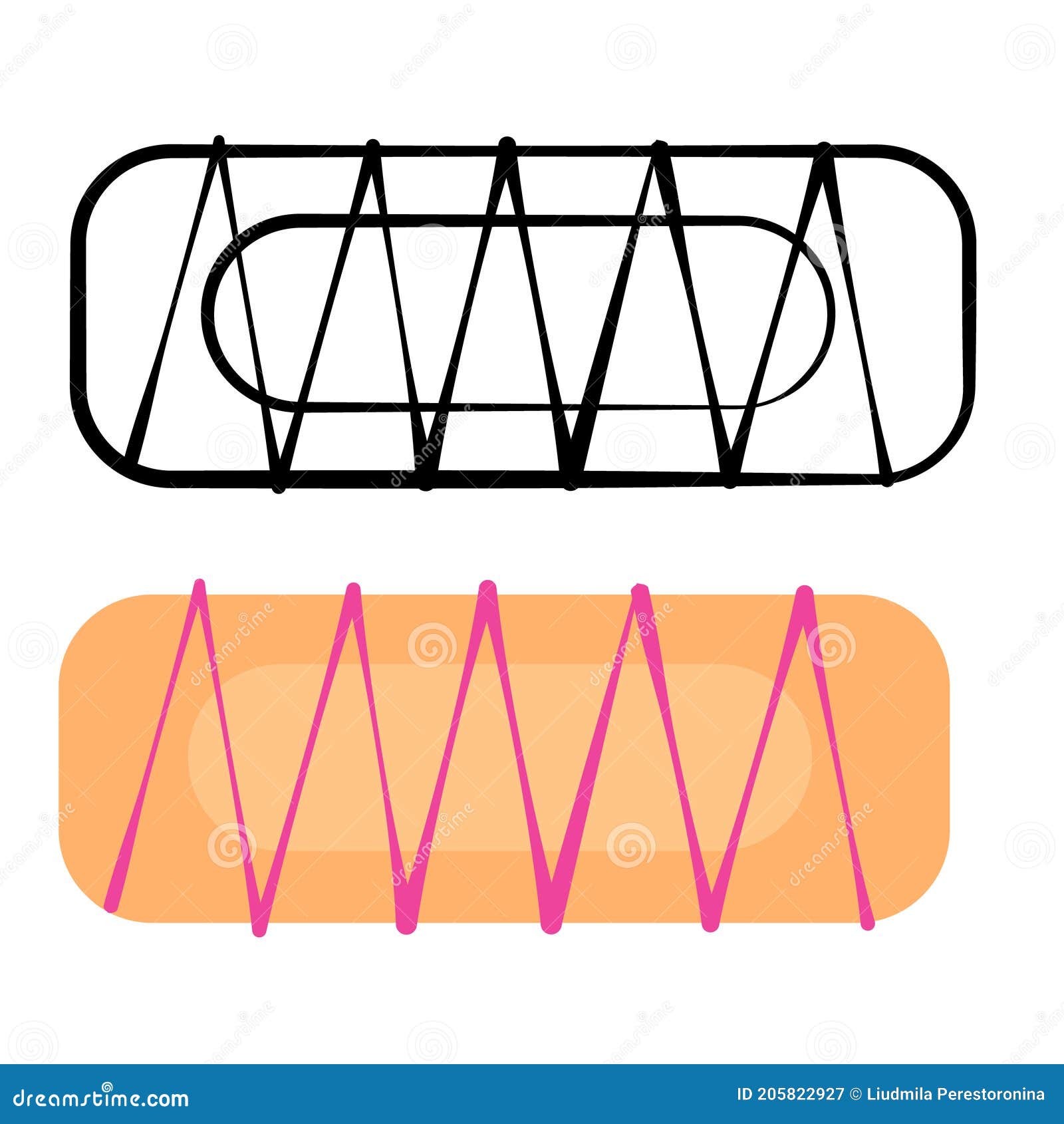 Rectangular Elongated Biscuits. Outline View and Color Plain Image