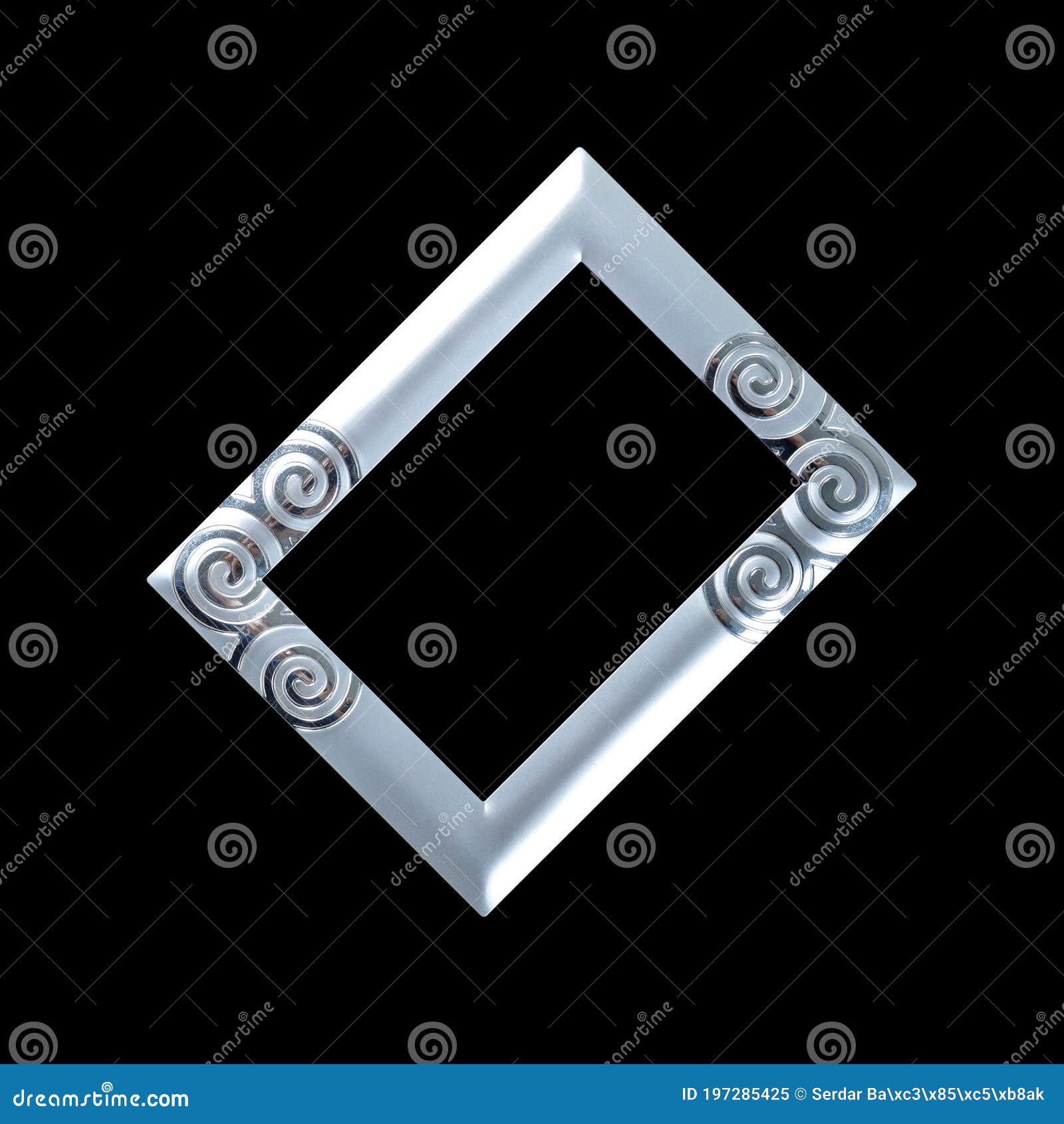 rectangular empty wooden and silver gilded frame