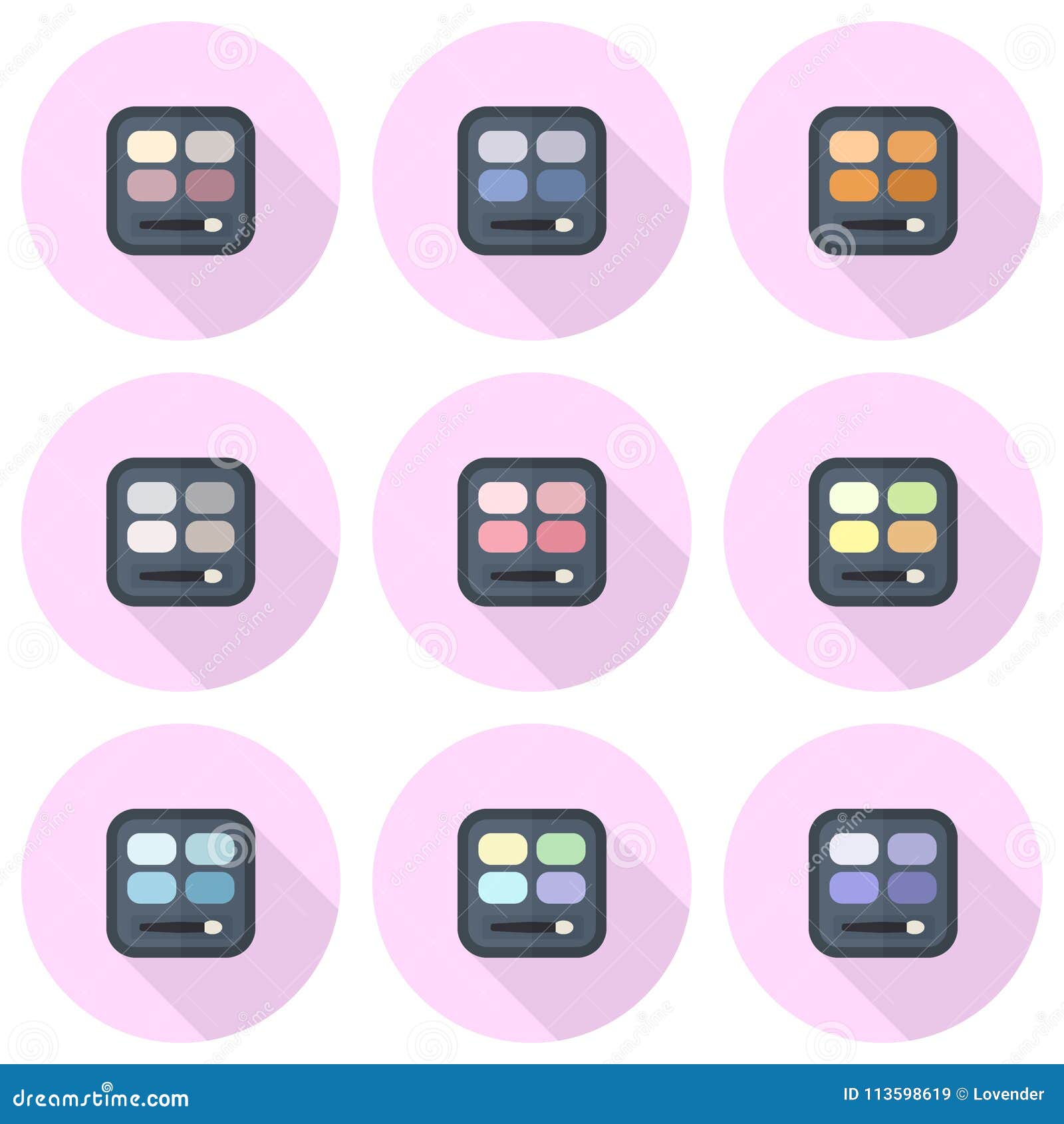 rectangular eyeshadow palettes  flat icon set