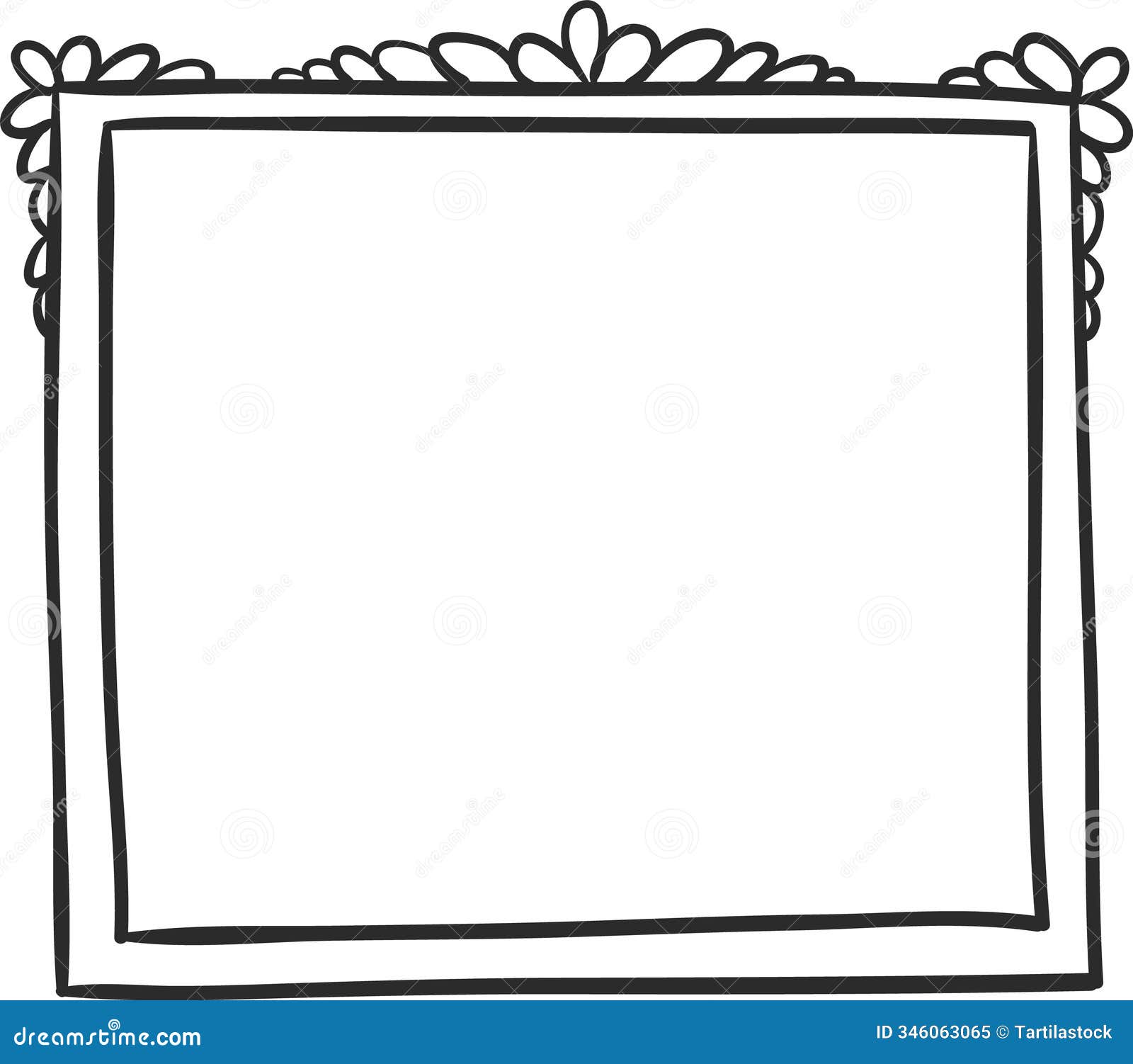 rectangular frame featuring a hand drawn  with floral accents, providing a simple yet elegant border on a clean