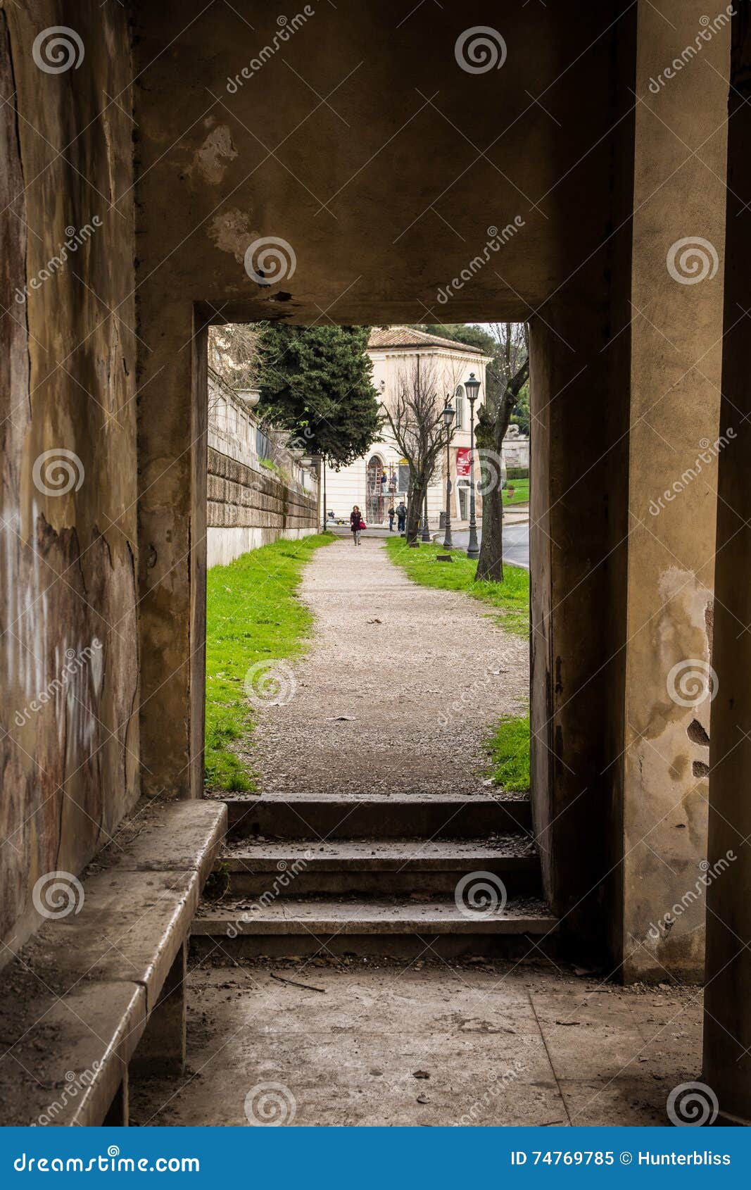 Rectangular Opening Historic Wall in Rome, Italy Stock Image Image of