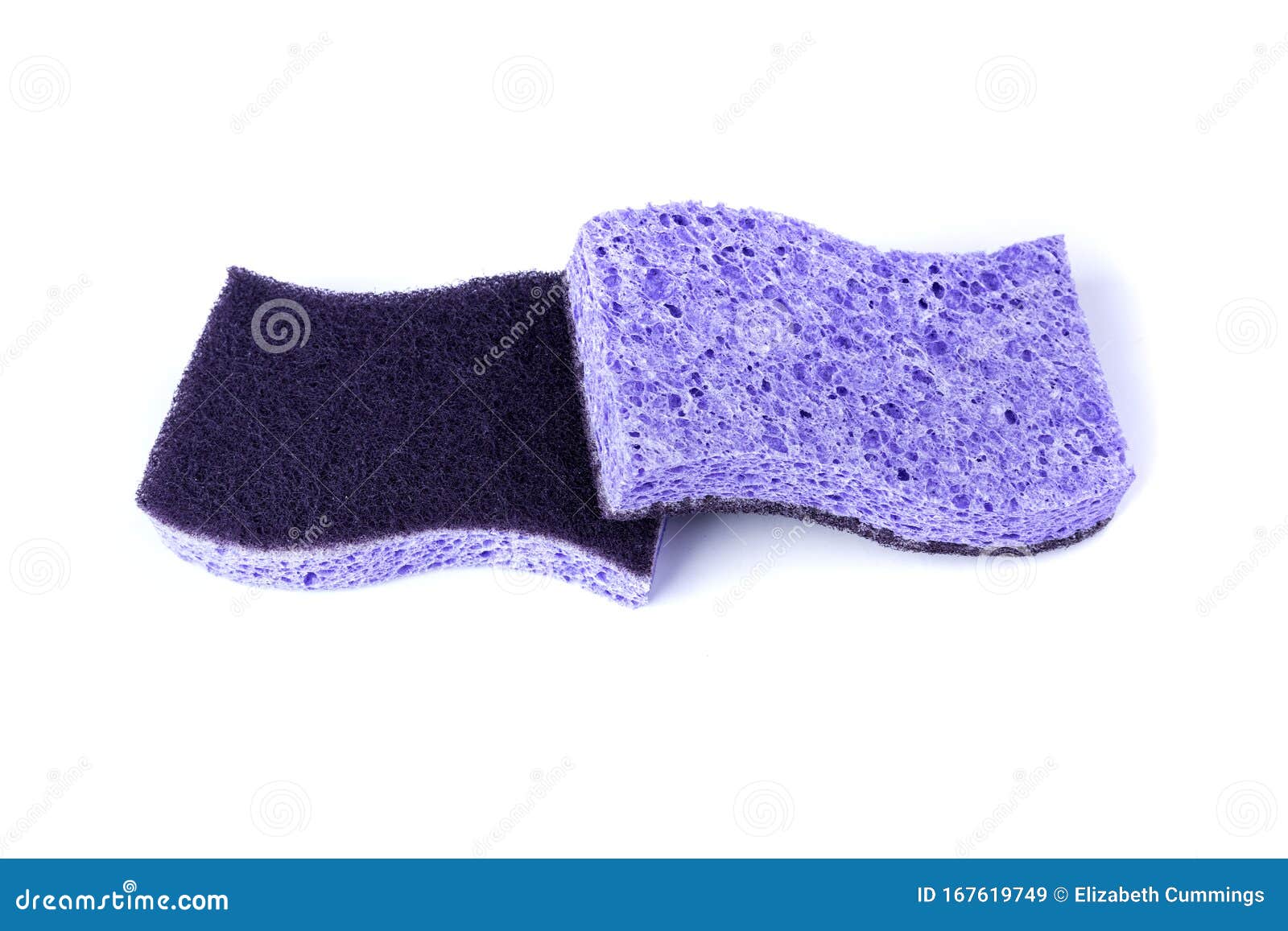 Rectangular Purple Cellulose Washing Sponges with Coarse and Soft Sides