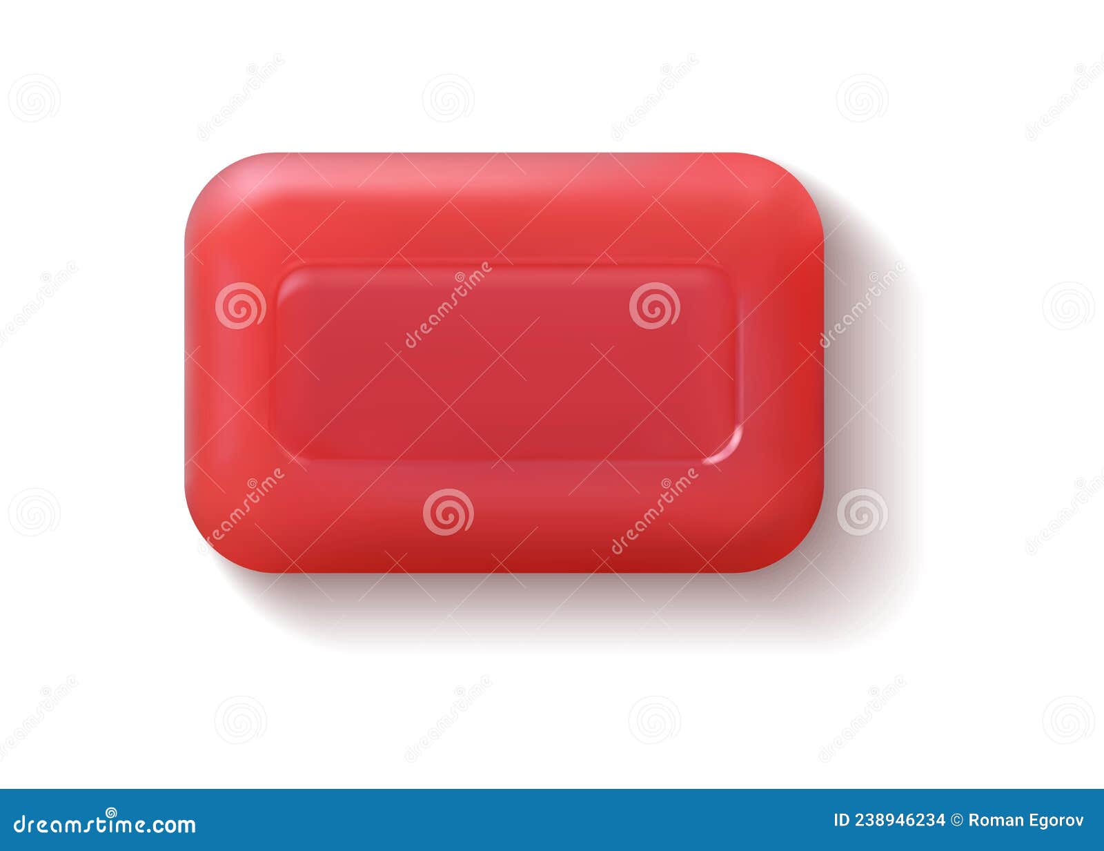 Rectangular Red Soap Bar. Realistic Hand Washing Detergent. 3D Hygienic