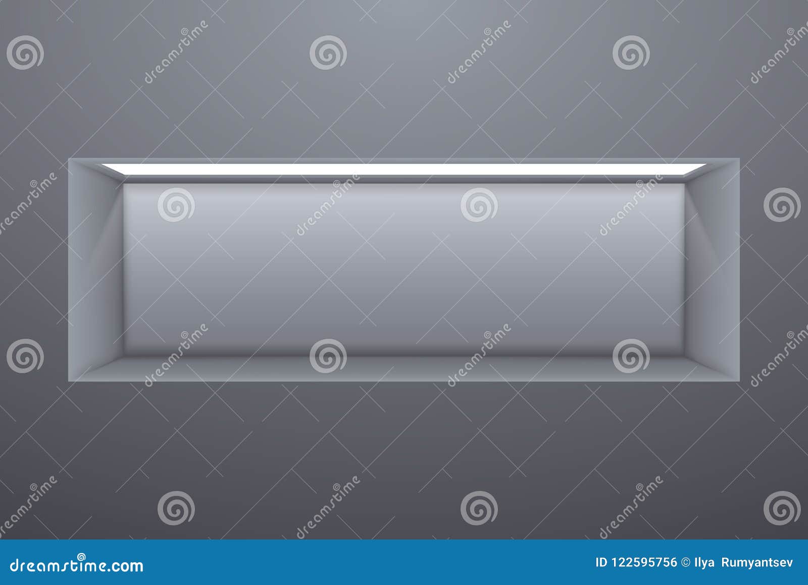 Rectangular Shelf with Illumination Inside the Wall Stock Vector