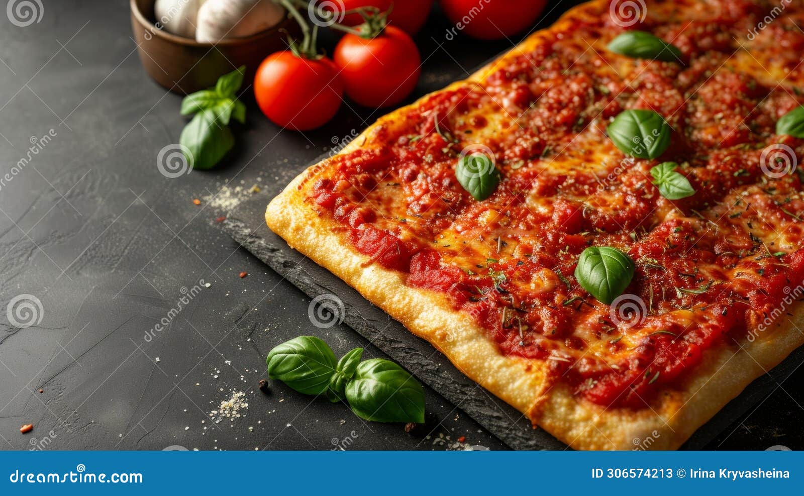 A Rectangular Sicilian Pizza with a Thick, Golden-brown Crust and ...