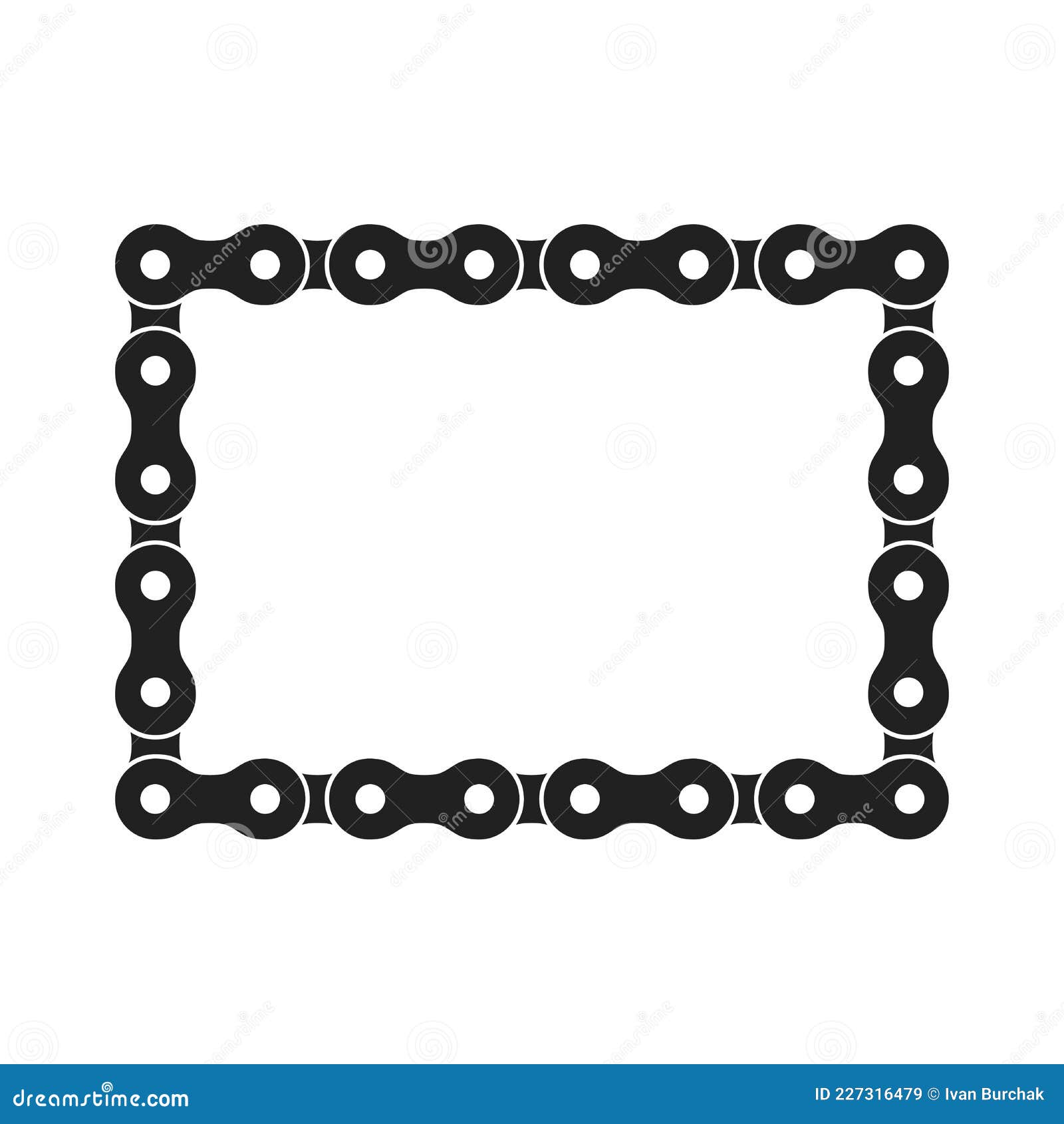 Rectangular Vector Frame Made of Bike or Bicycle Chain. Monochrome
