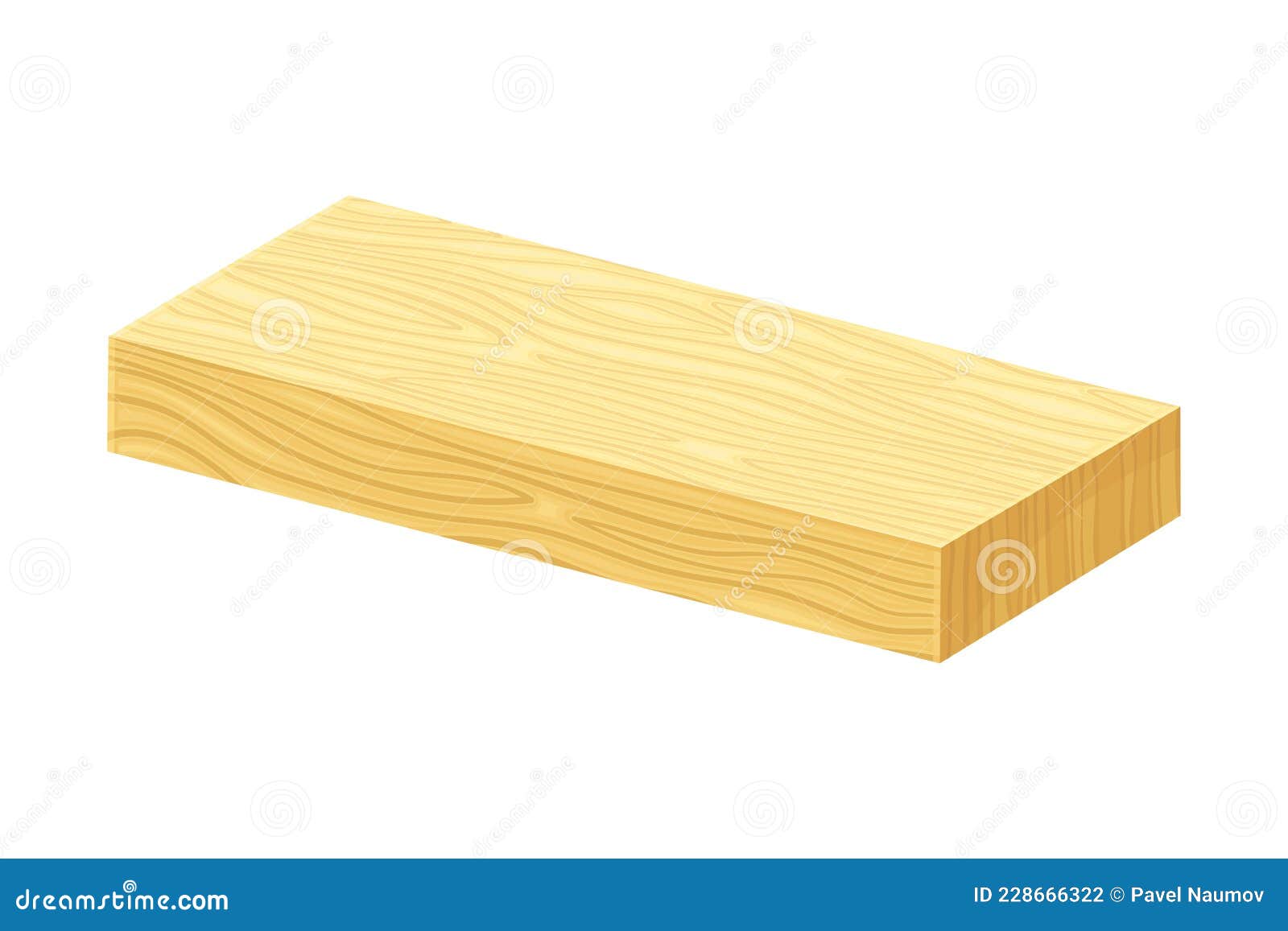 Rectangular Wooden Plank or Board As Sawed Timber Vector Illustration